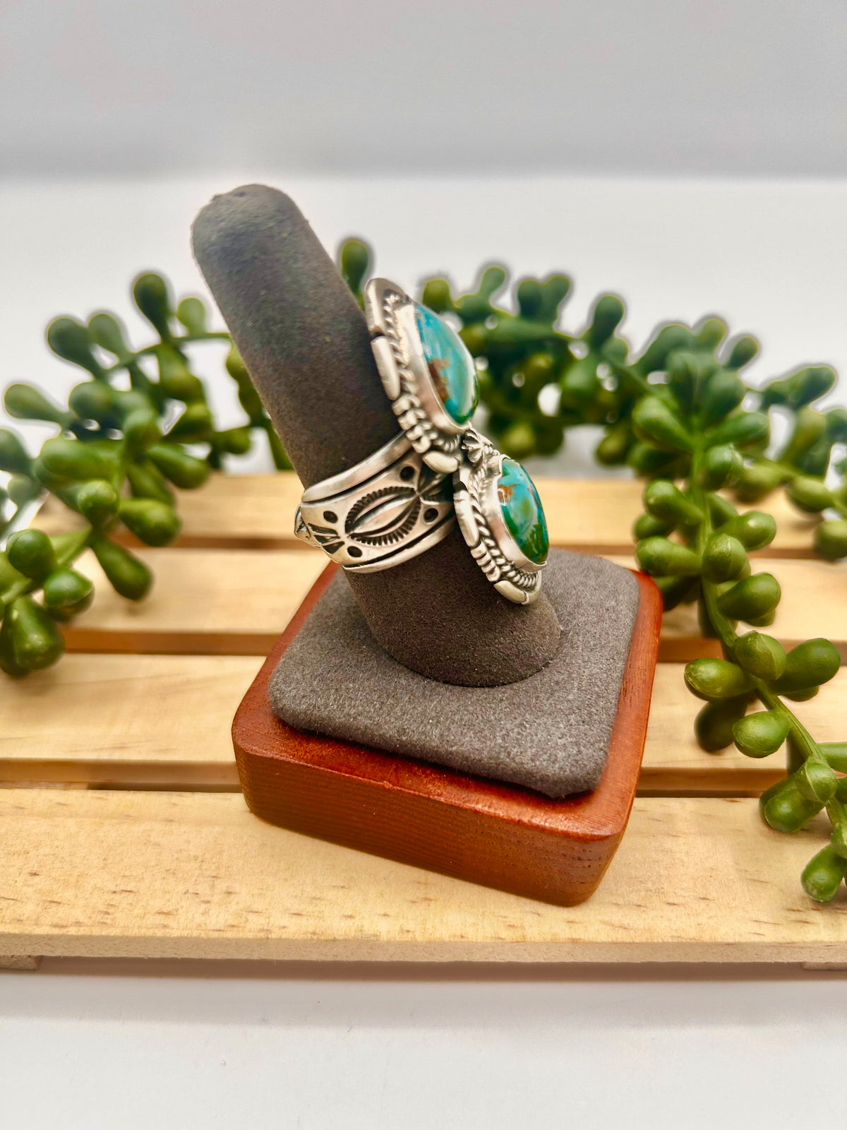 John McCray Royston Turquoise & Sterling Silver Adjustable Ring