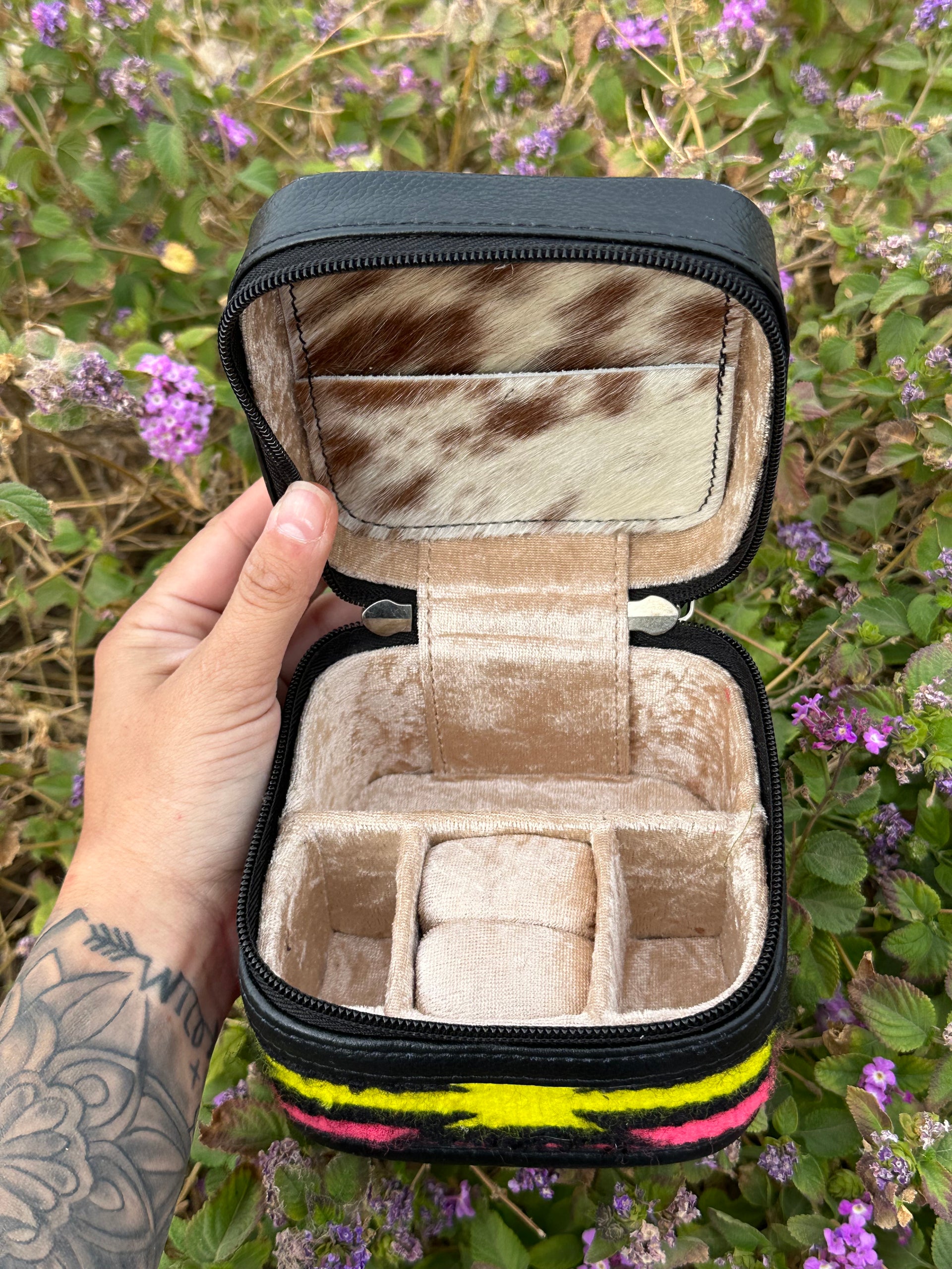 Genuine Leather Cowhide & Saddle Bag Jewelry Box