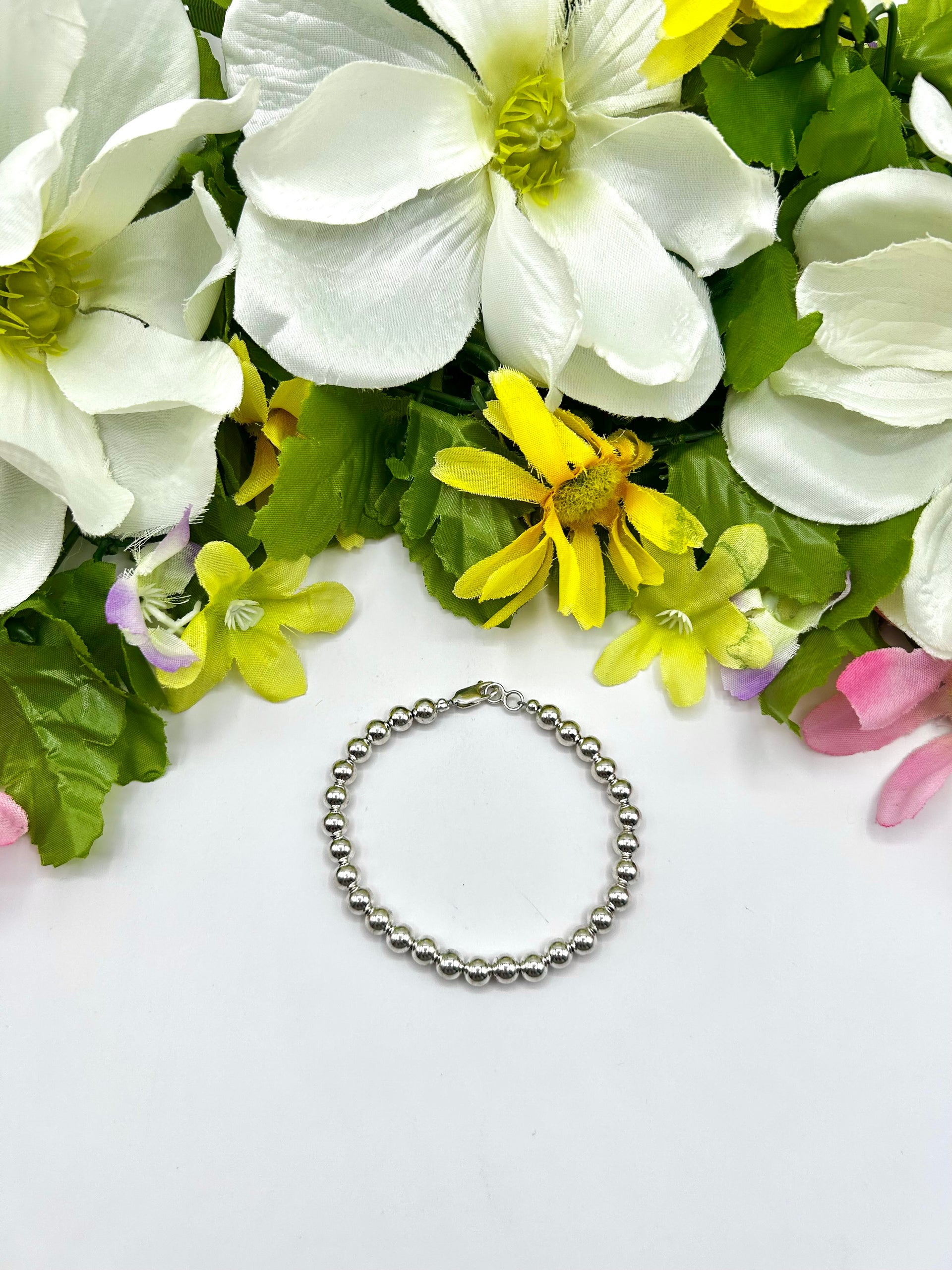Navajo Made Strung 6 MM Sterling Silver Link Bracelet