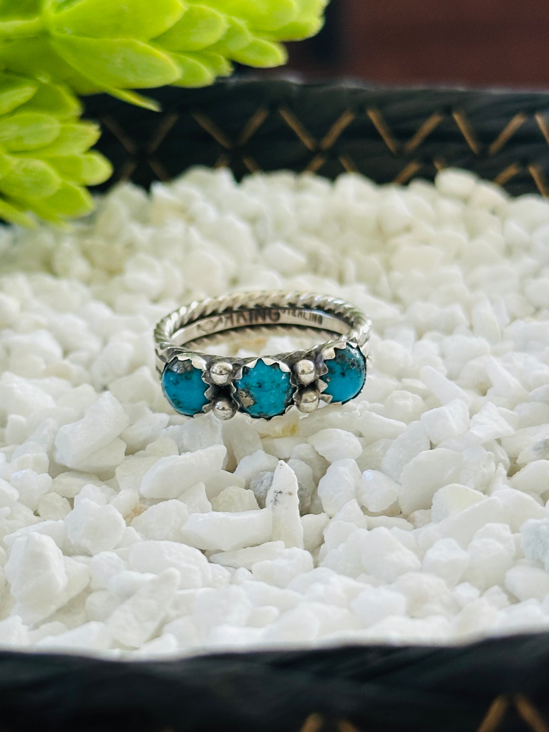 Navajo Made Kingman Turquoise & Sterling Silver Ring