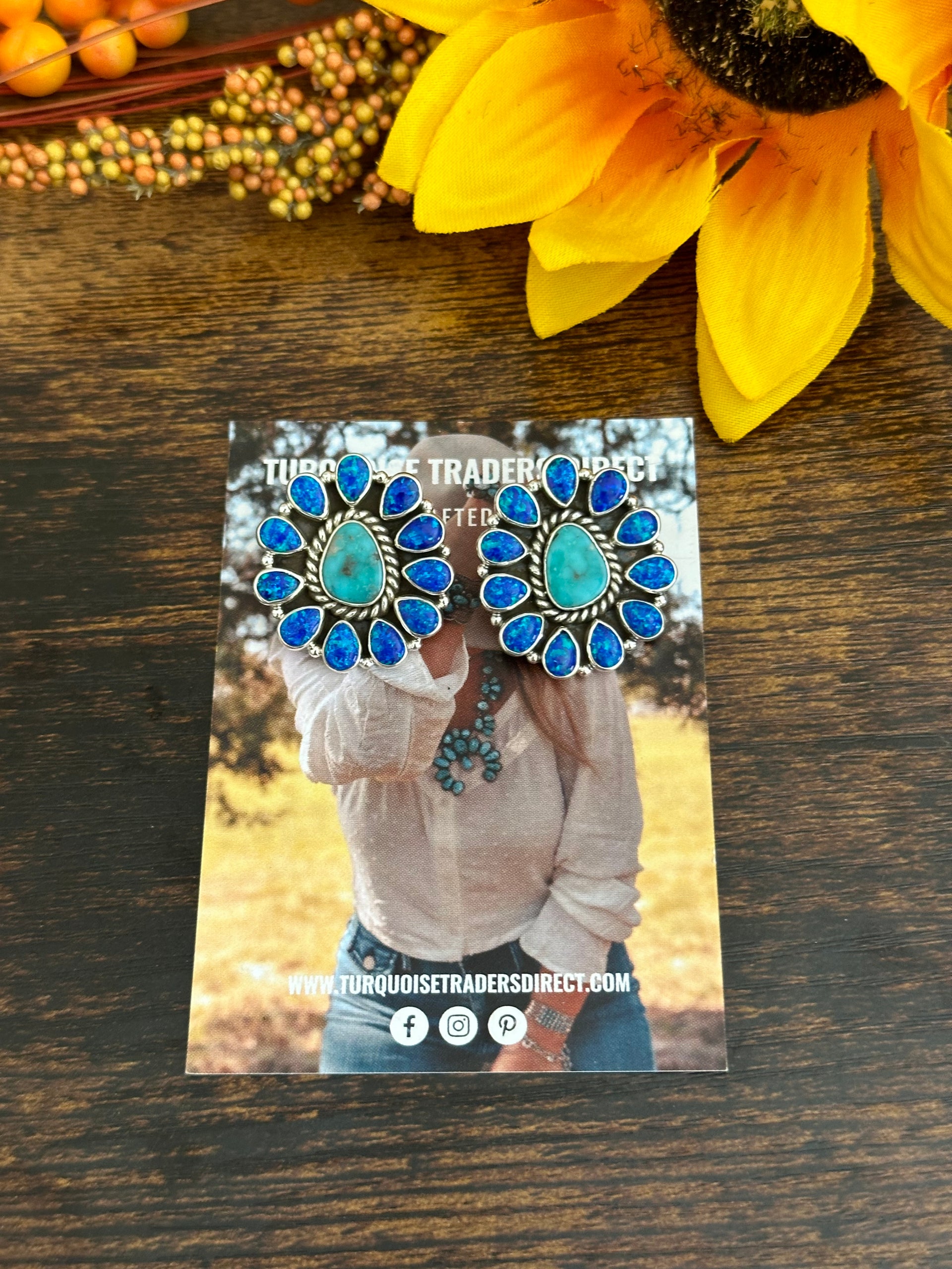 Southwest Handmade Multi Stone & Sterling Silver Post Earrings