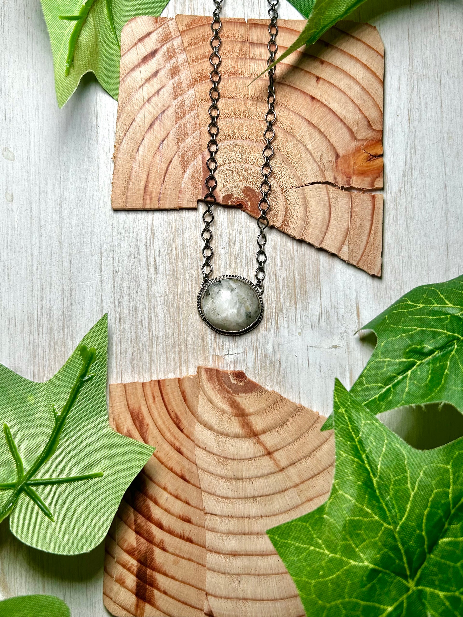 Navajo Made White Buffalo & Sterling Silver Necklace