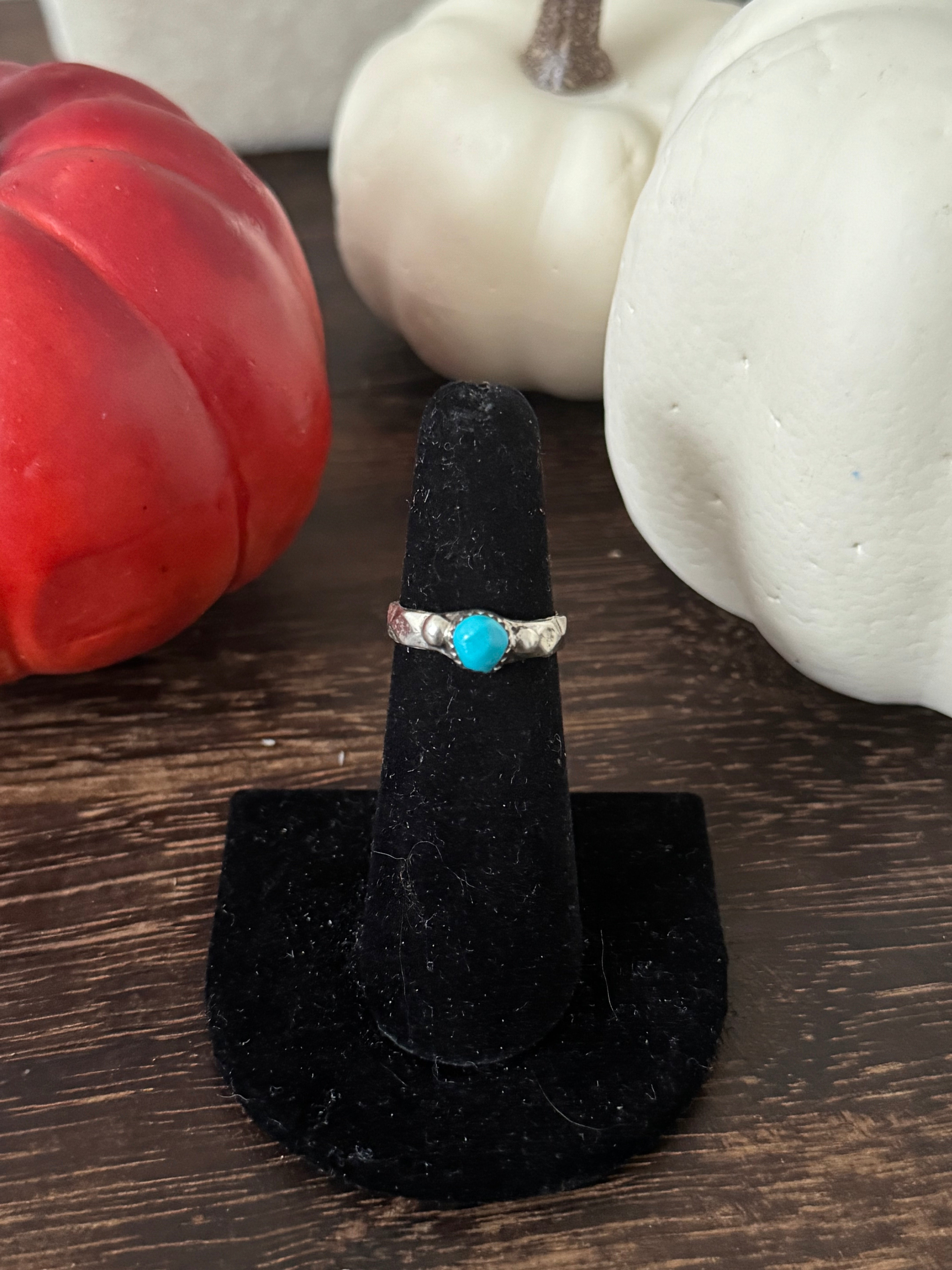 Navajo Made Kingman Turquoise & Sterling Silver Ring