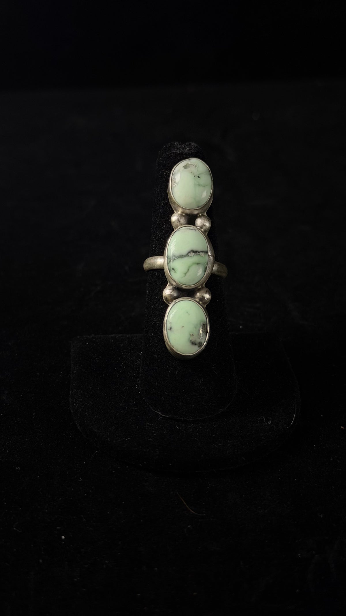 Navajo Made Paloma Variscite & Sterling Silver Ring Size 6.5