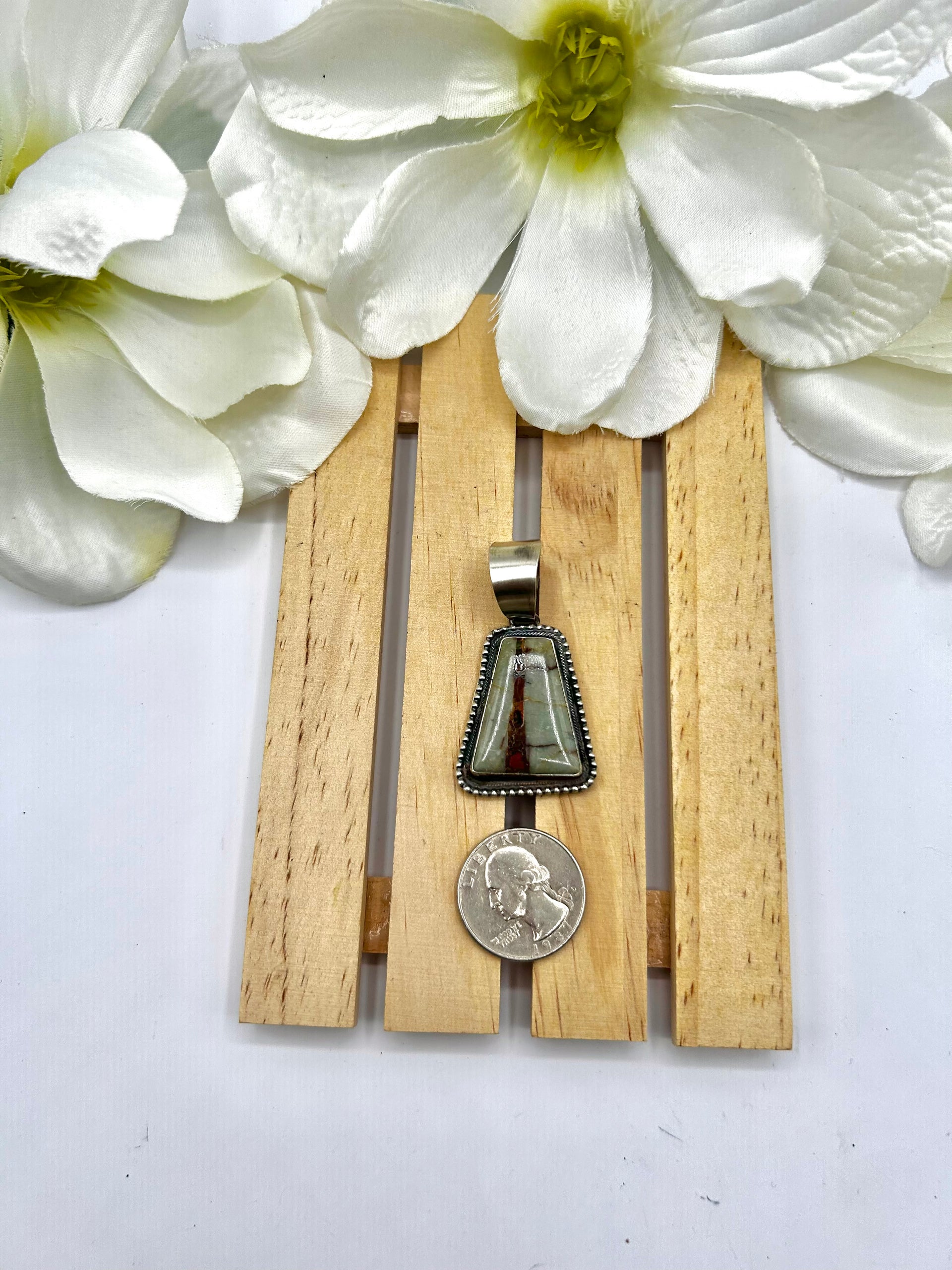 Thomas Francisco Ribbon Royston Turquoise & Sterling Silver Pendant