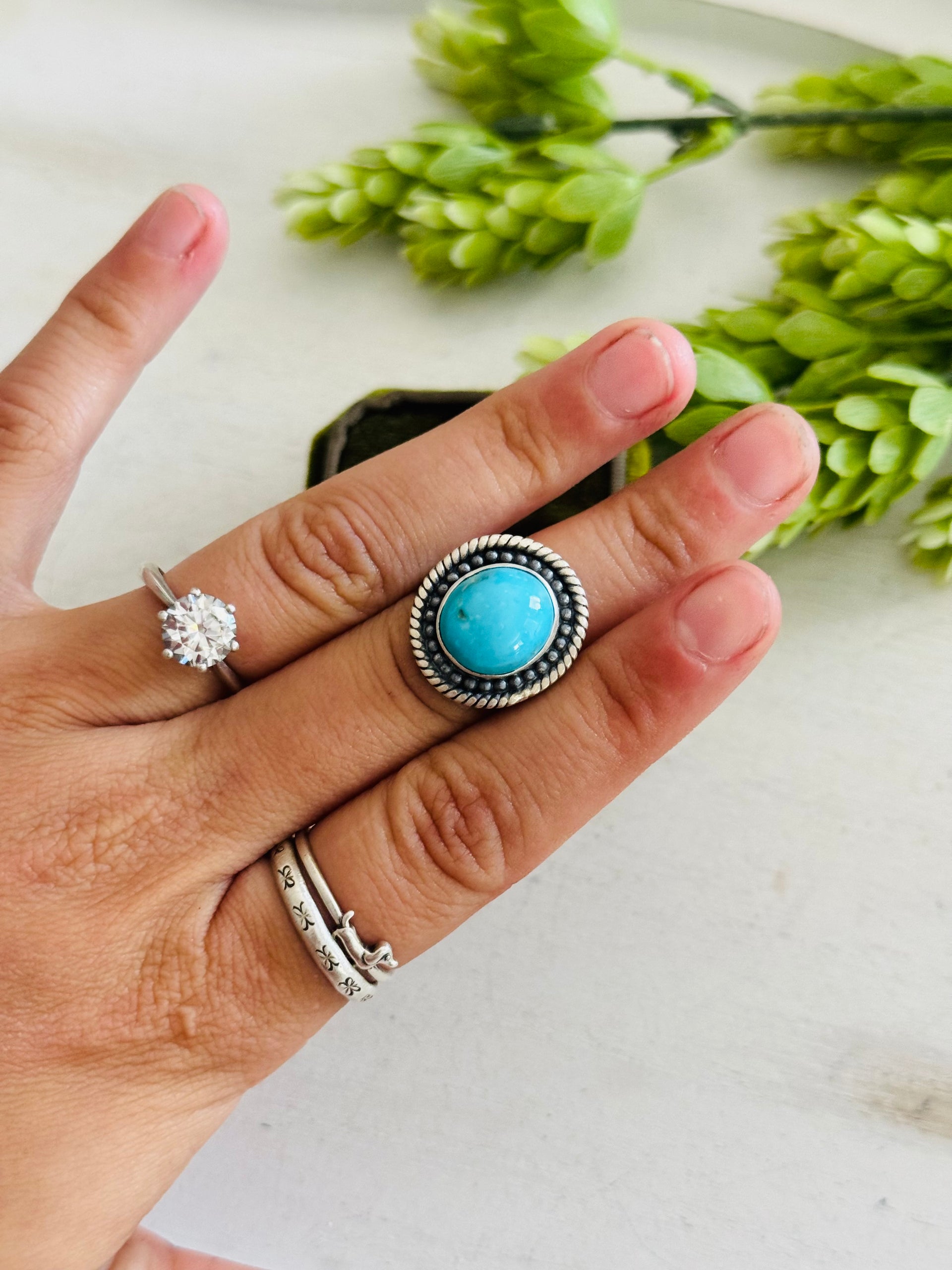 Southwest Made Kingman Turquoise & Sterling Sliver Ring