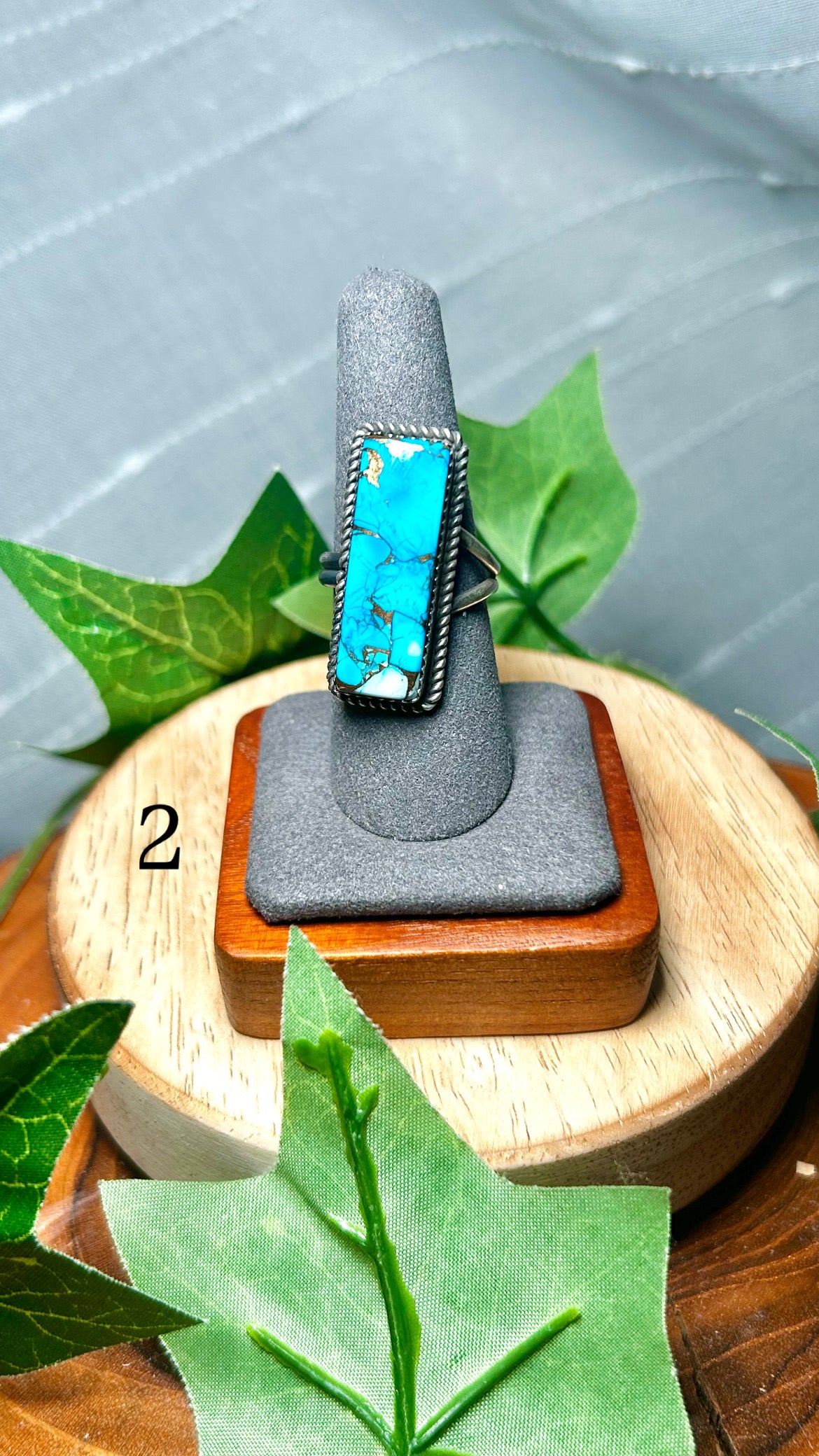 Tia Long Blue Dahlia & Sterling Silver Adjustable Ring