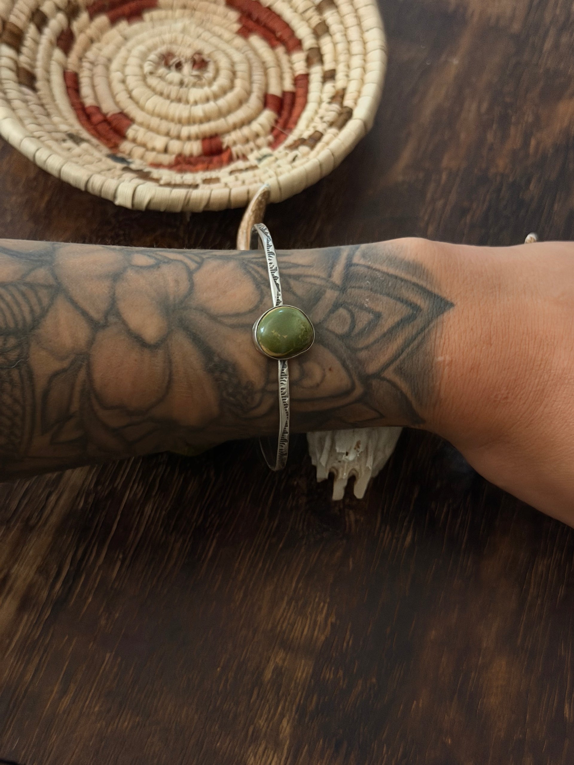 Navajo Made Royston Turquoise  & Sterling Silver Cuff Bracelet