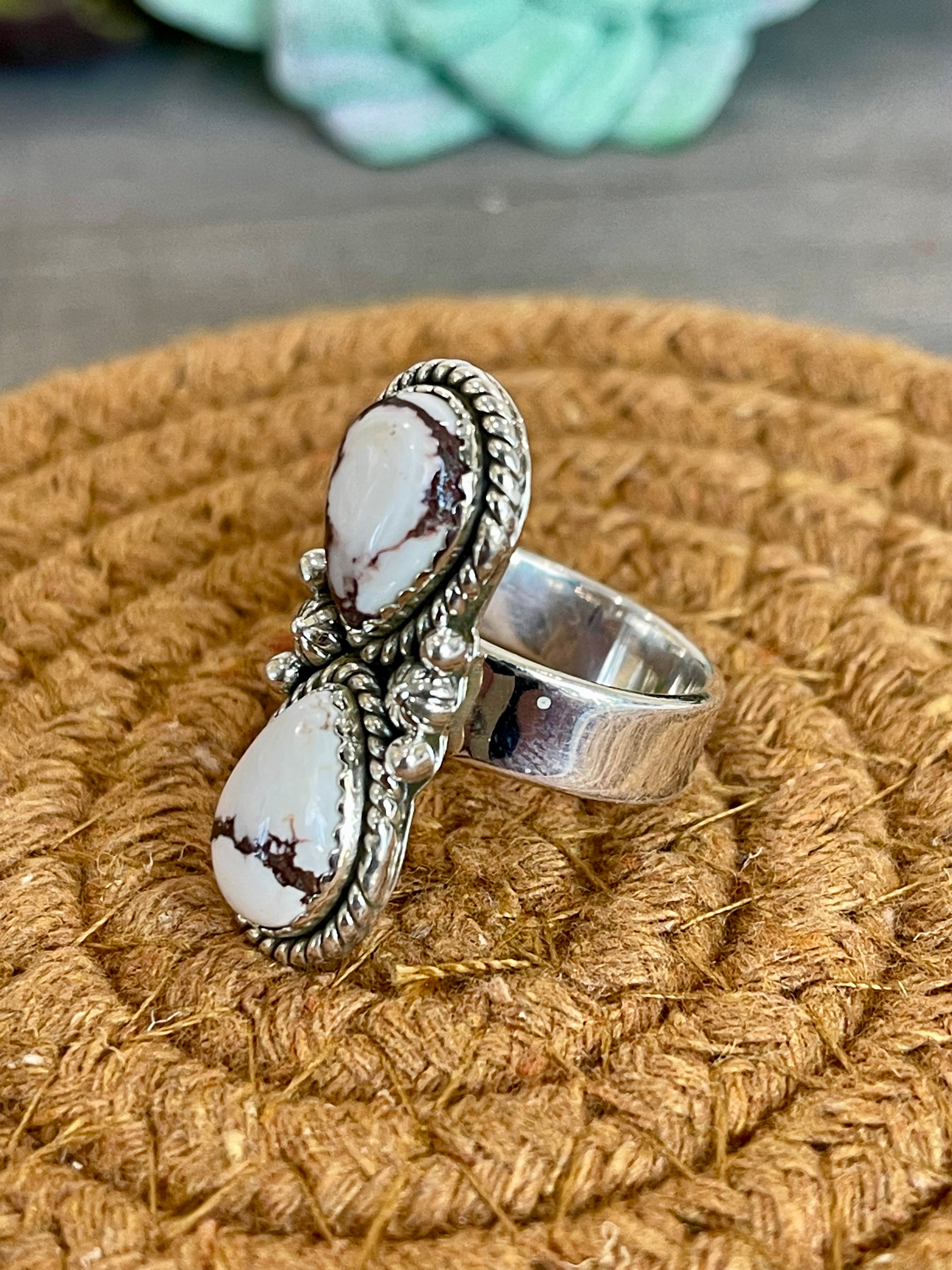 Southwest Handmade Wild Horse & Sterling Silver Adjustable Ring