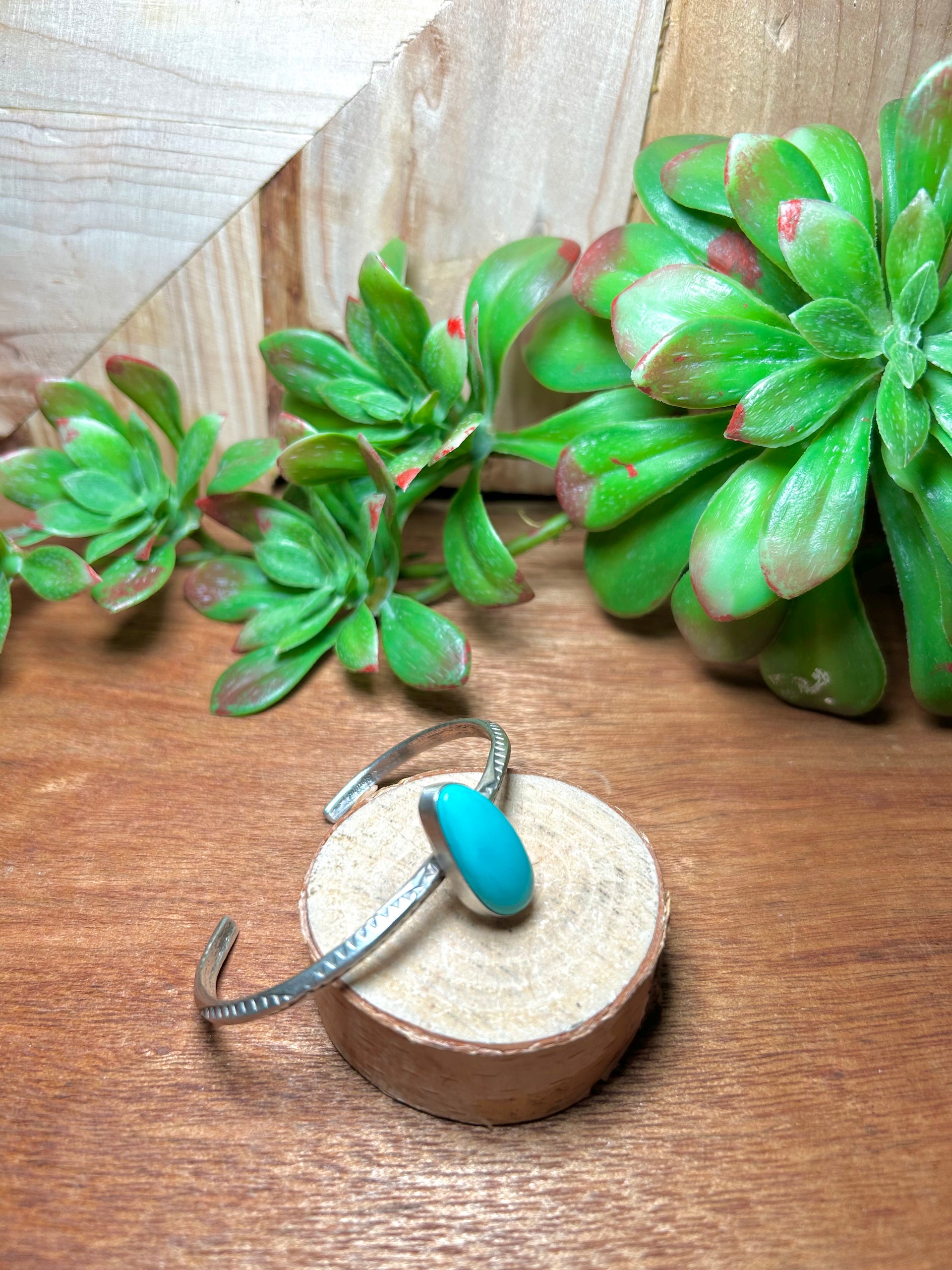 Navajo Made Kingman Turquoise & Sterling Silver Cuff Bracelet