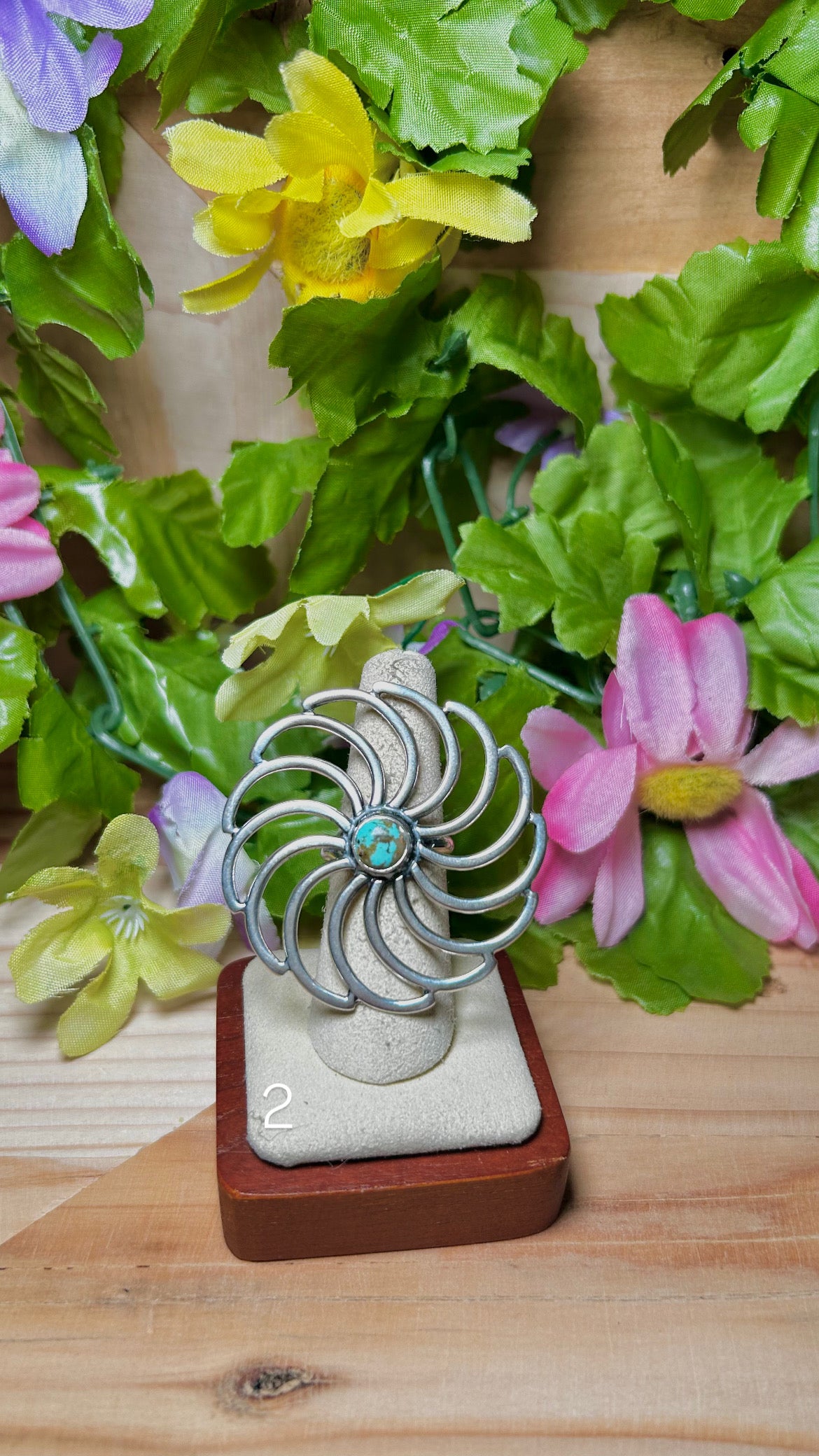 Navajo Made Kingman Turquoise & Sterling Silver Adjustable Ring