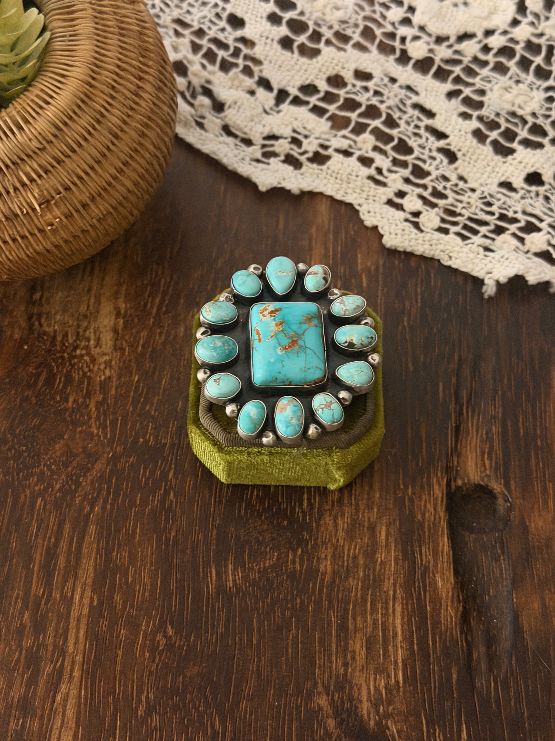 Juanita Mcdonald Natural Royston & Sterling Silver Adjustable Cluster Ring