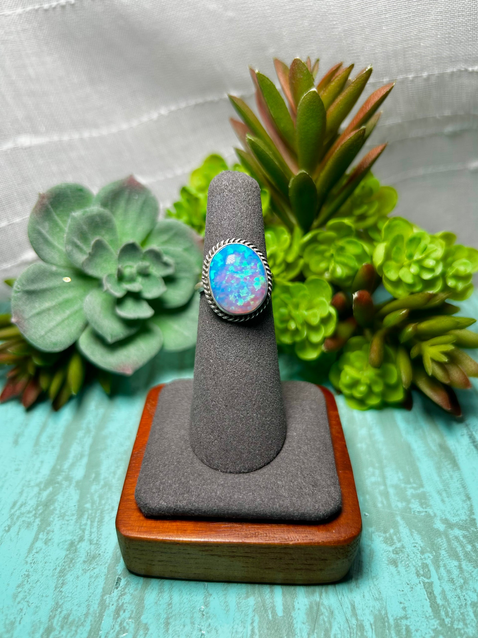 Navajo Made Opal & Sterling Sliver Ring Size 5.75