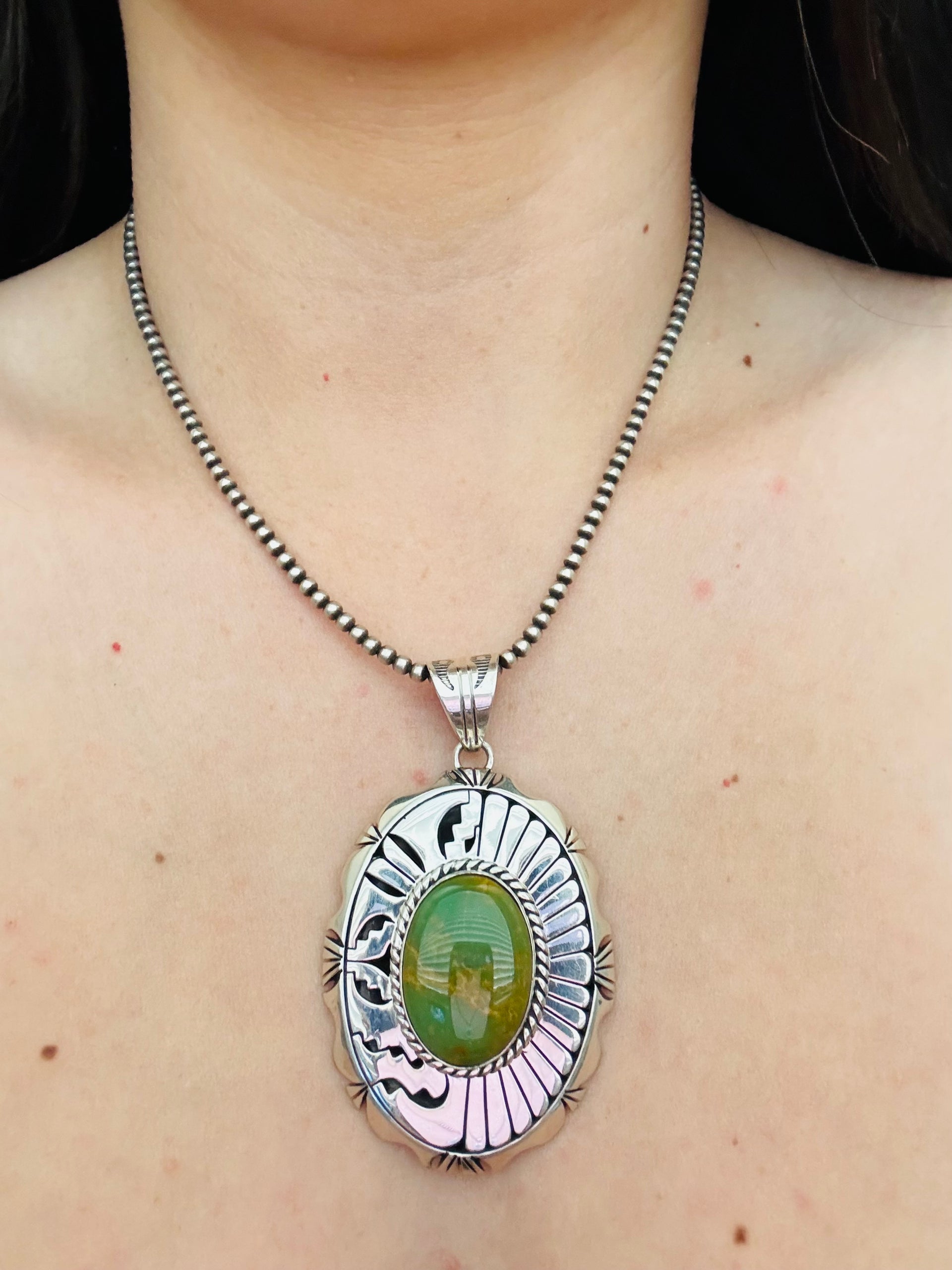 Eugene Belone Kingman Turquoise & Sterling Silver Pendant