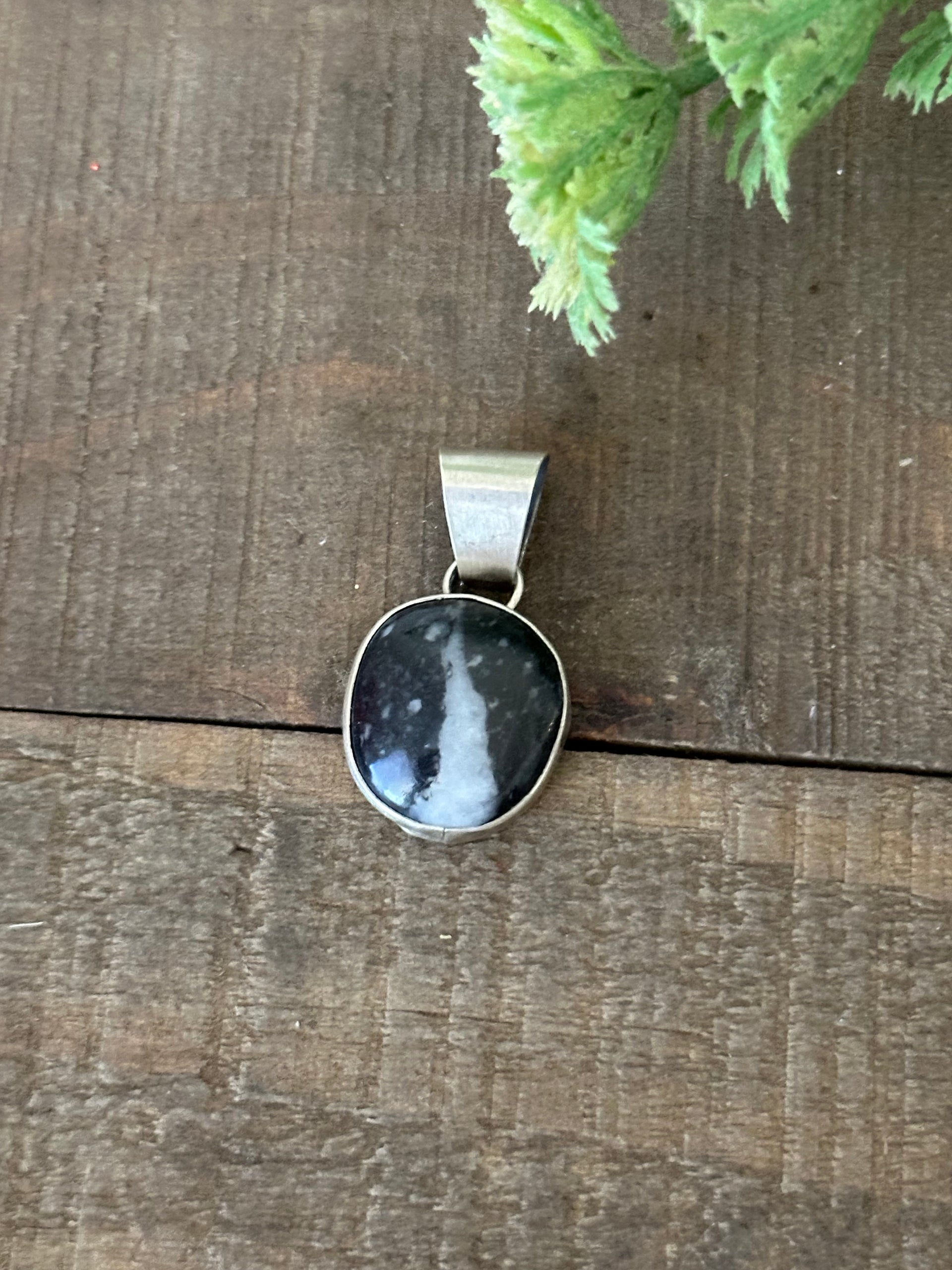 Navajo Made Zebra Jasper & Sterling Silver Pendant