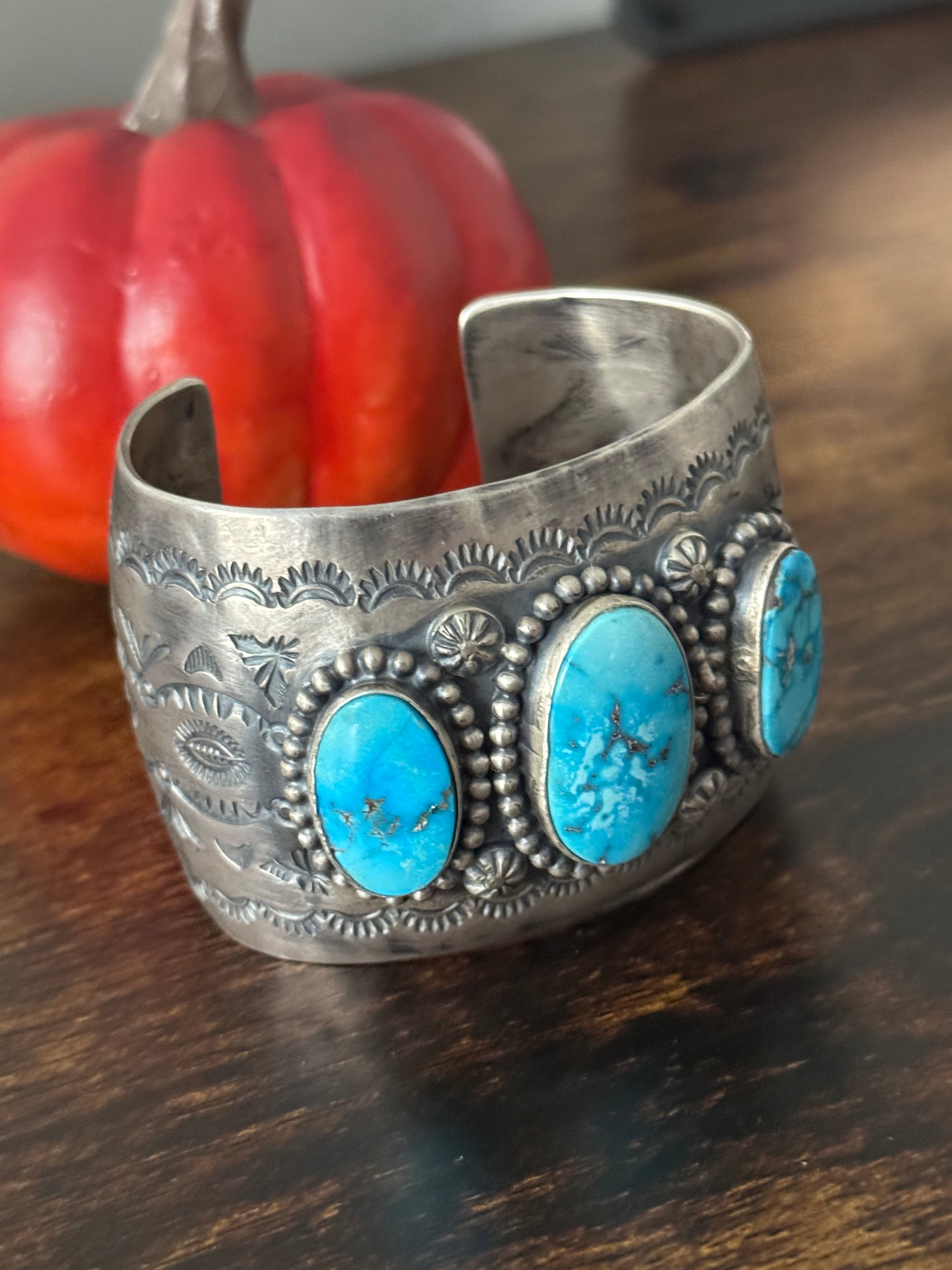 Delbert Secatero Valley Blue Turquoise & Sterling Silver Cuff Bracelet