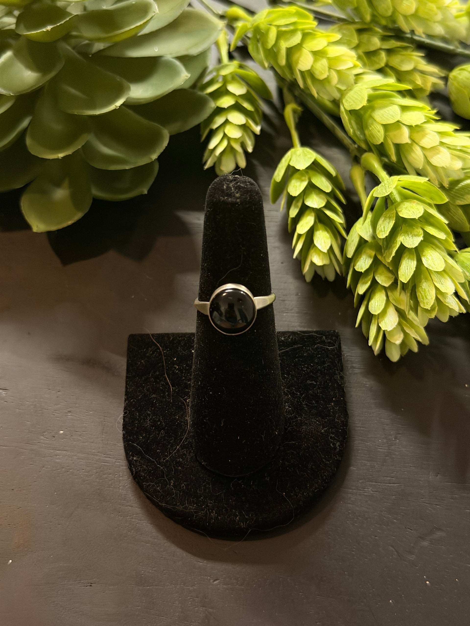 Navajo Made Onyx & Sterling Silver Ring