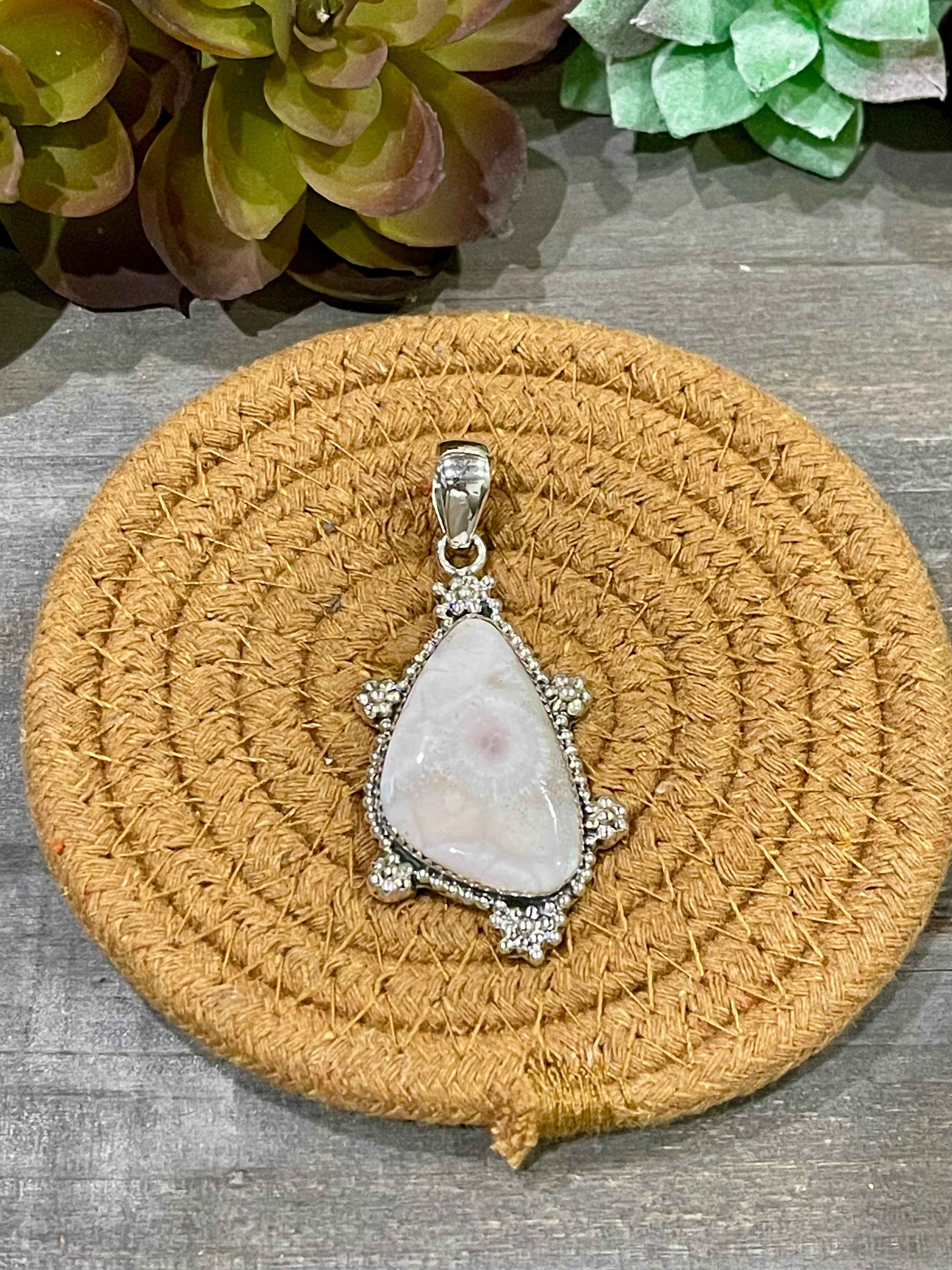 Southwest Handmade Pink Larimar & Sterling Silver Pendant