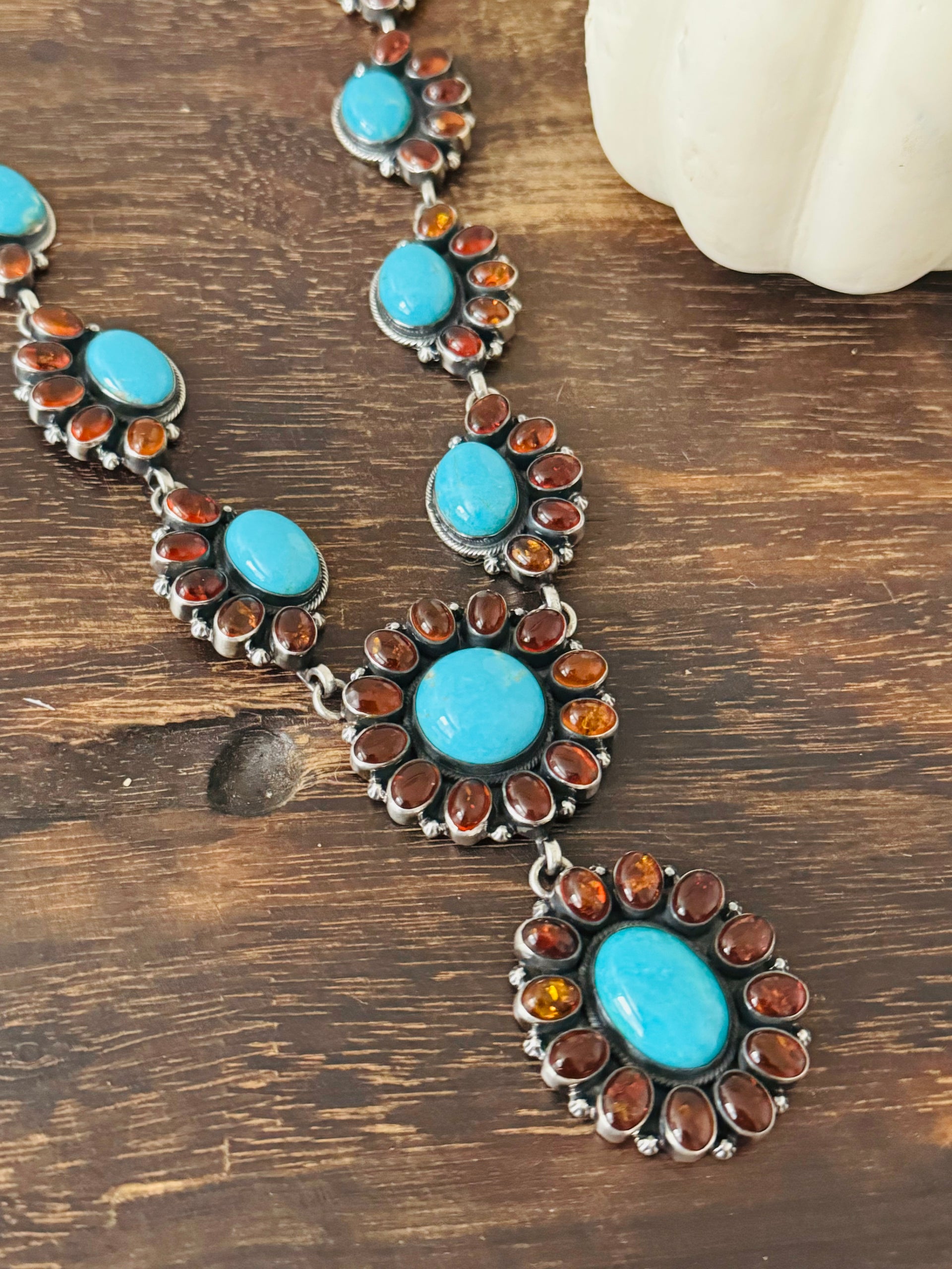 Navajo Made Multi Stone & Sterling Silver Necklace