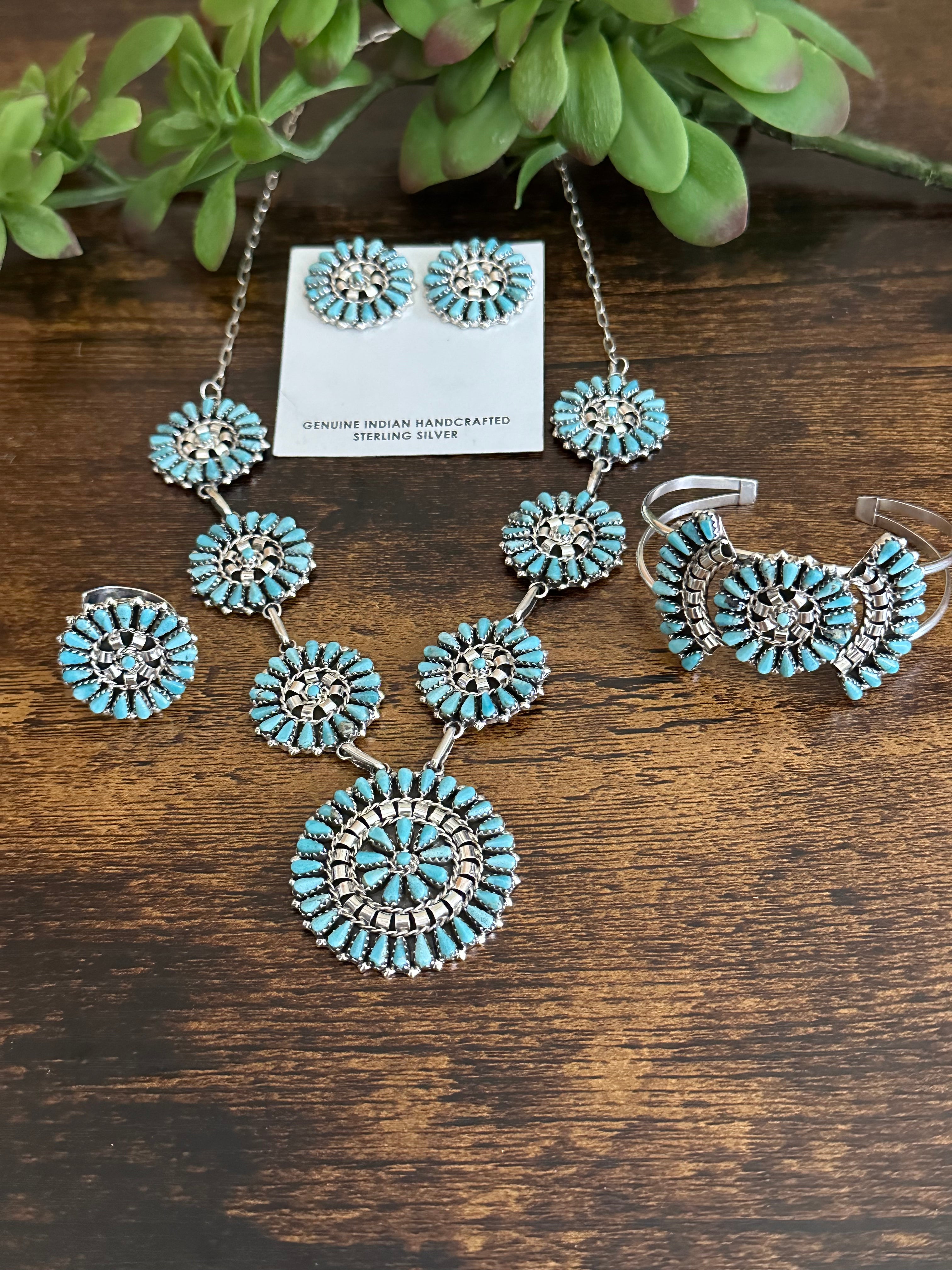 Lander Nez Kingman Turquoise & Sterling Silver Needle Point Set