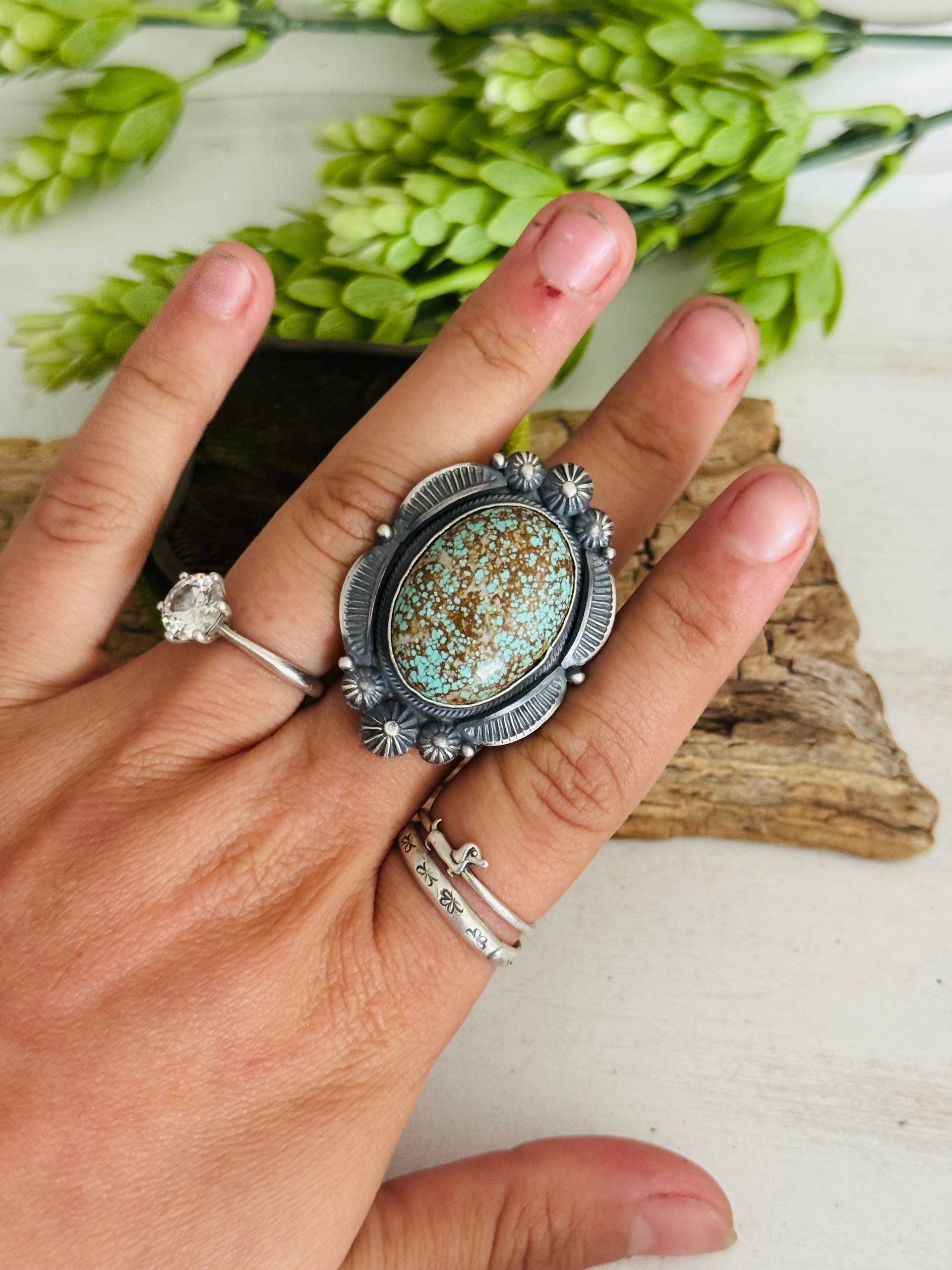 Bennie Ramone #8 Turquoise & Sterling Sliver Adjustable Ring