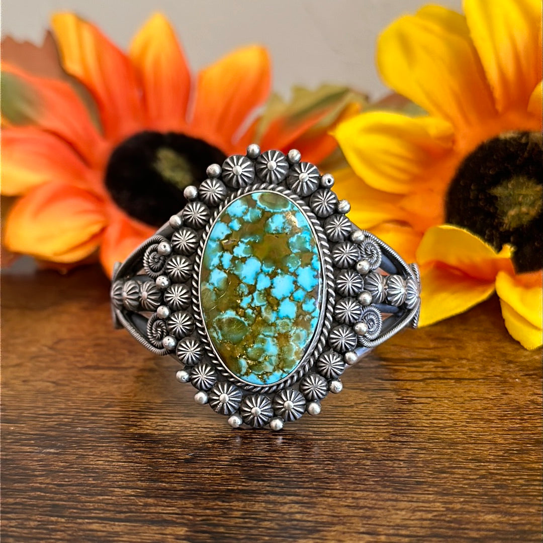 Mike Caladito High Grade Kingman Turquoise & Sterling Silver Cuff Bracelet