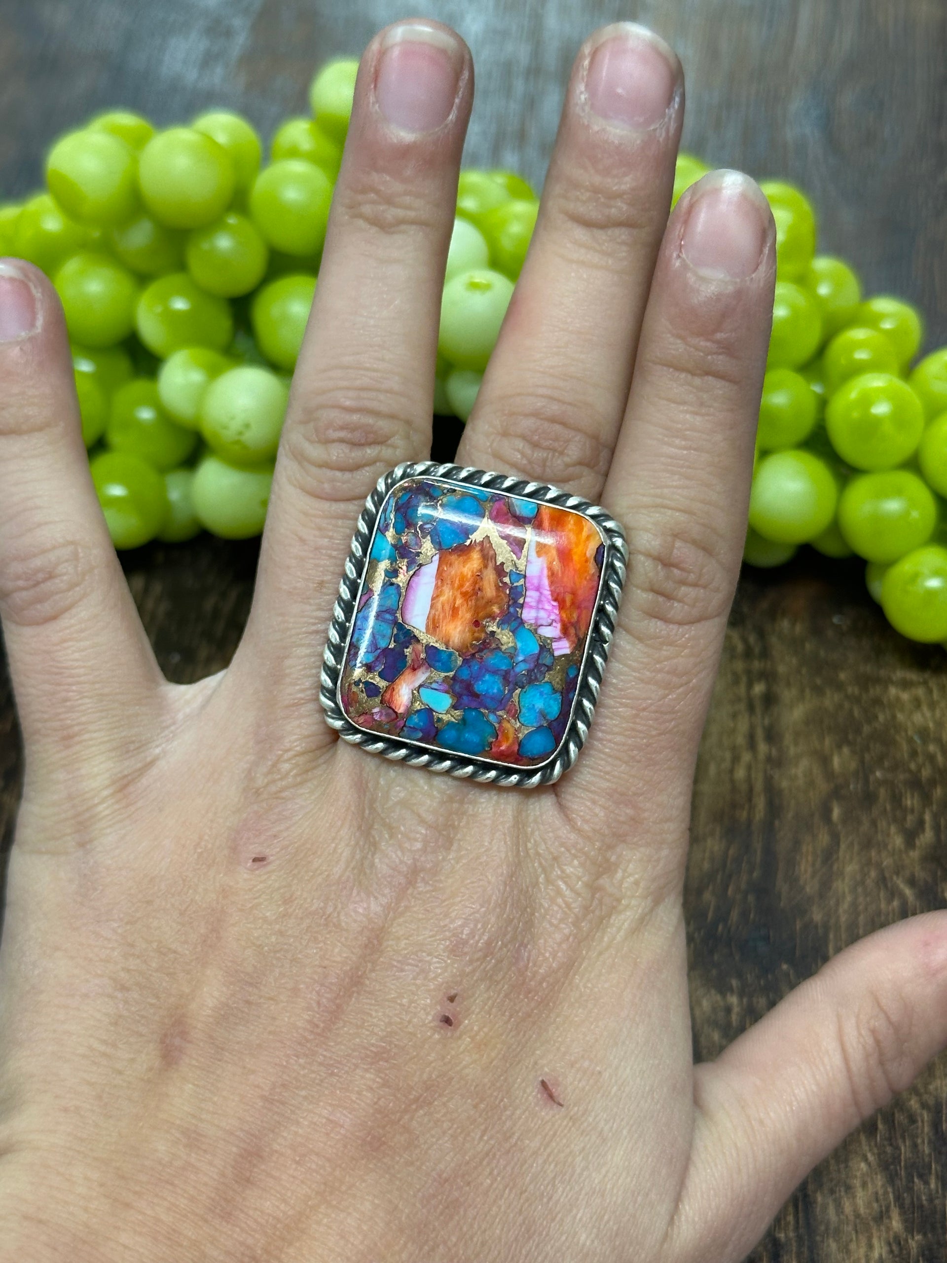 Augustine Largo Mohave Turquoise & Sterling Silver Adjustable Ring