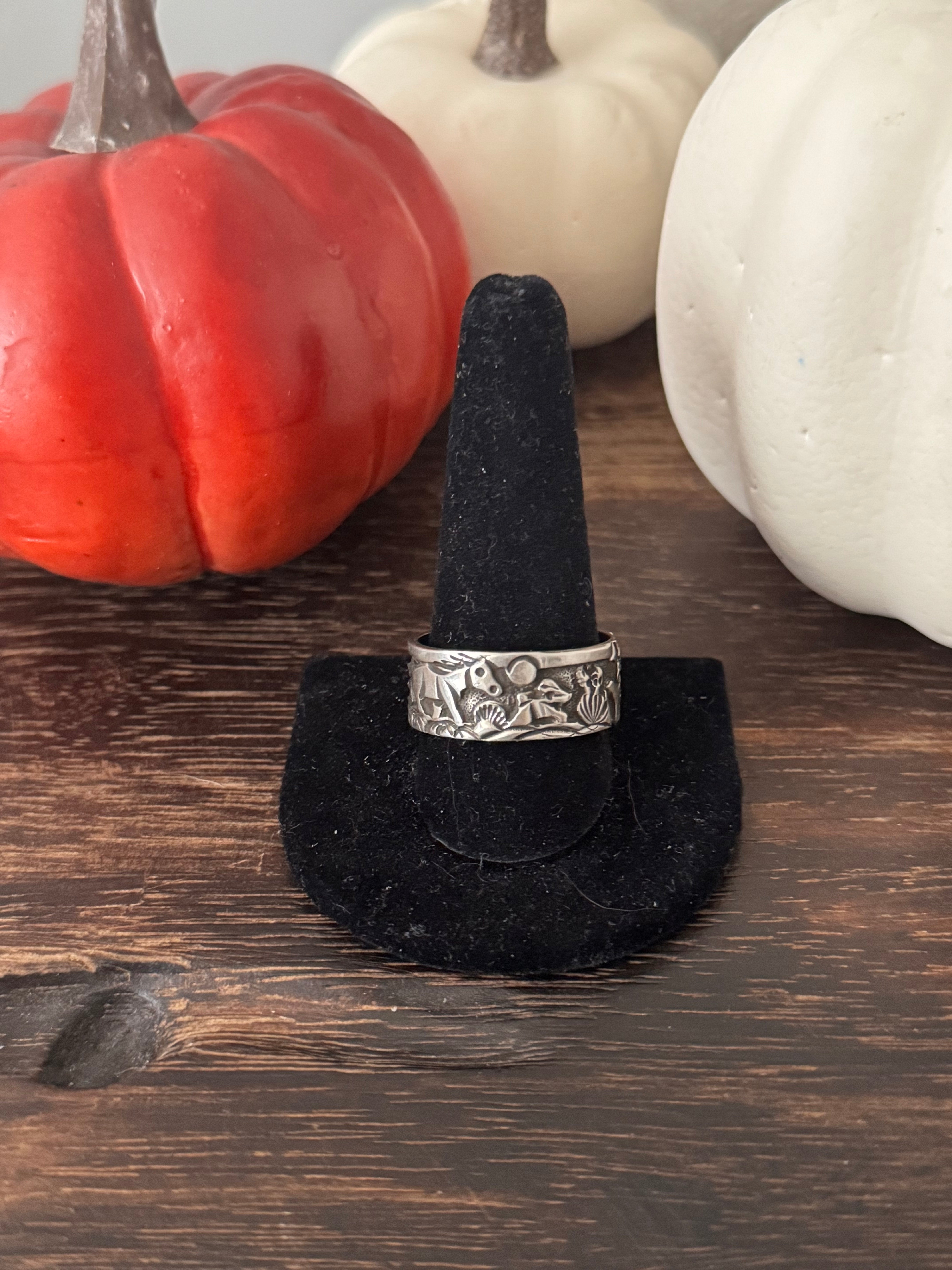 Navajo Made Sterling Silver Story Teller Ring