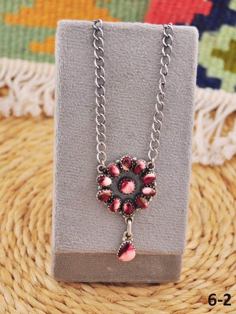 Southwest Made Rose Dahlia & Sterling Silver Necklace