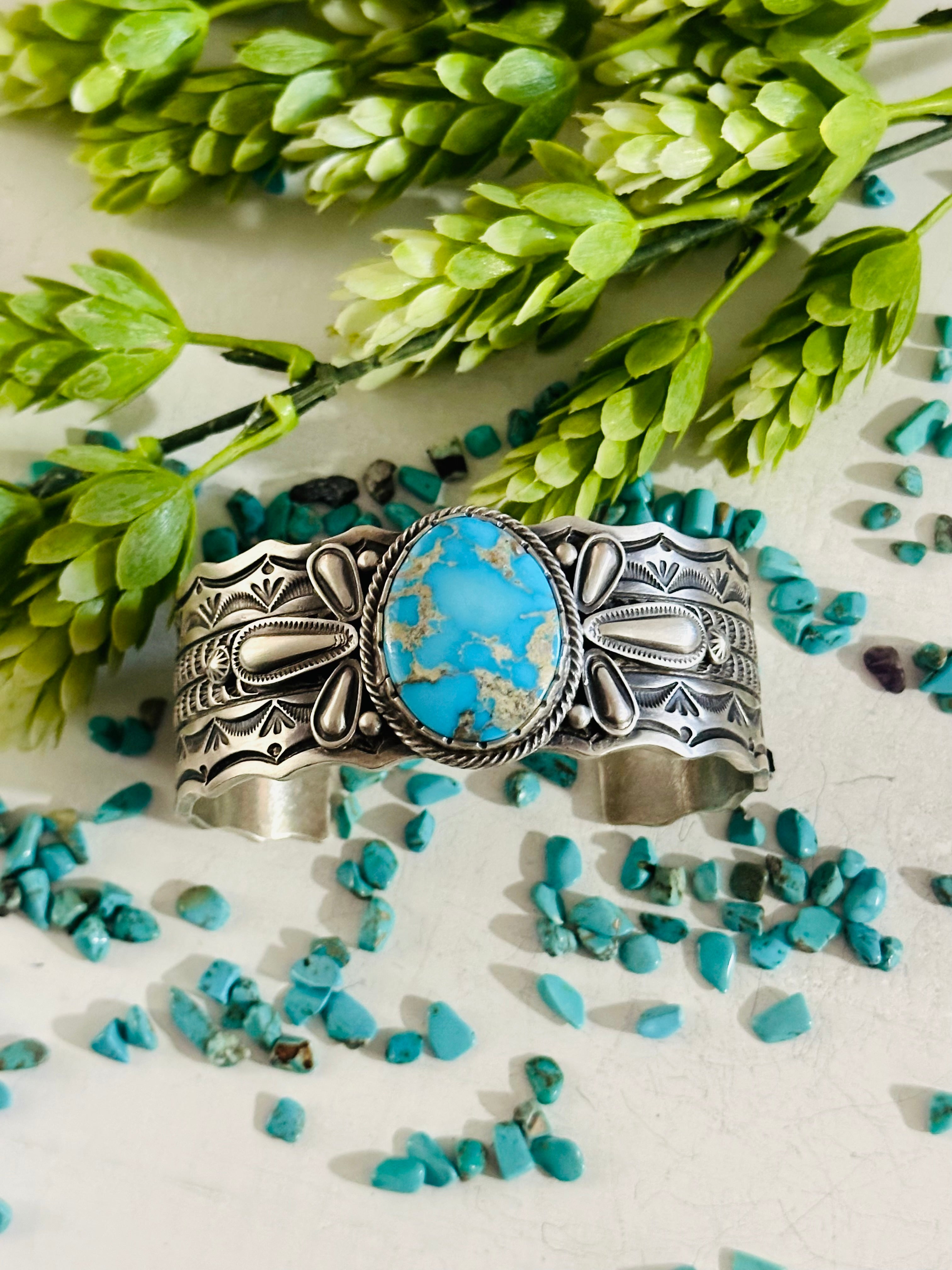 Shelia Tso Valley Blue Turquoise & Sterling Silver Cuff Bracelet