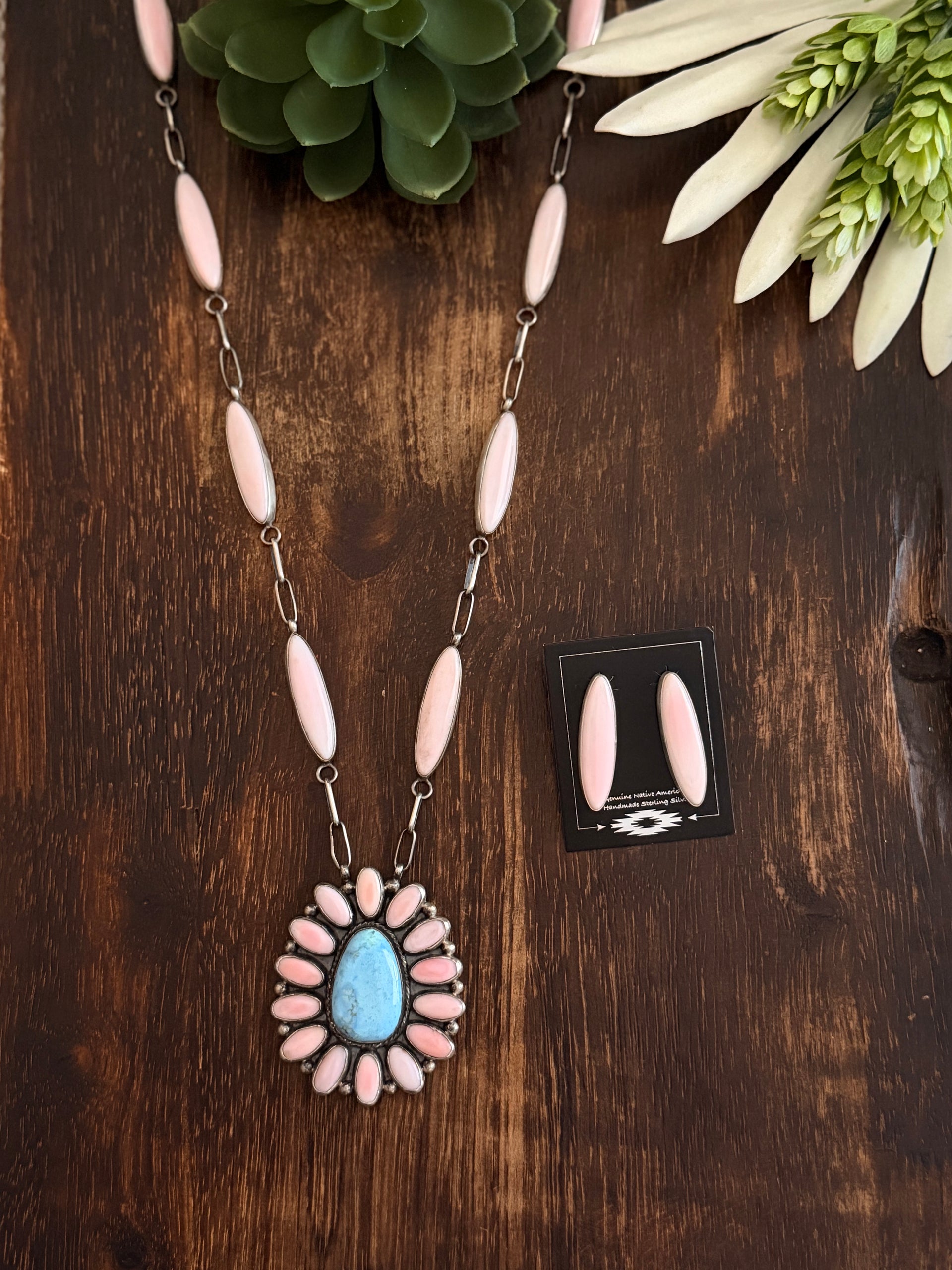 Navajo Made Multi Stone & Sterling Silver Necklace Set