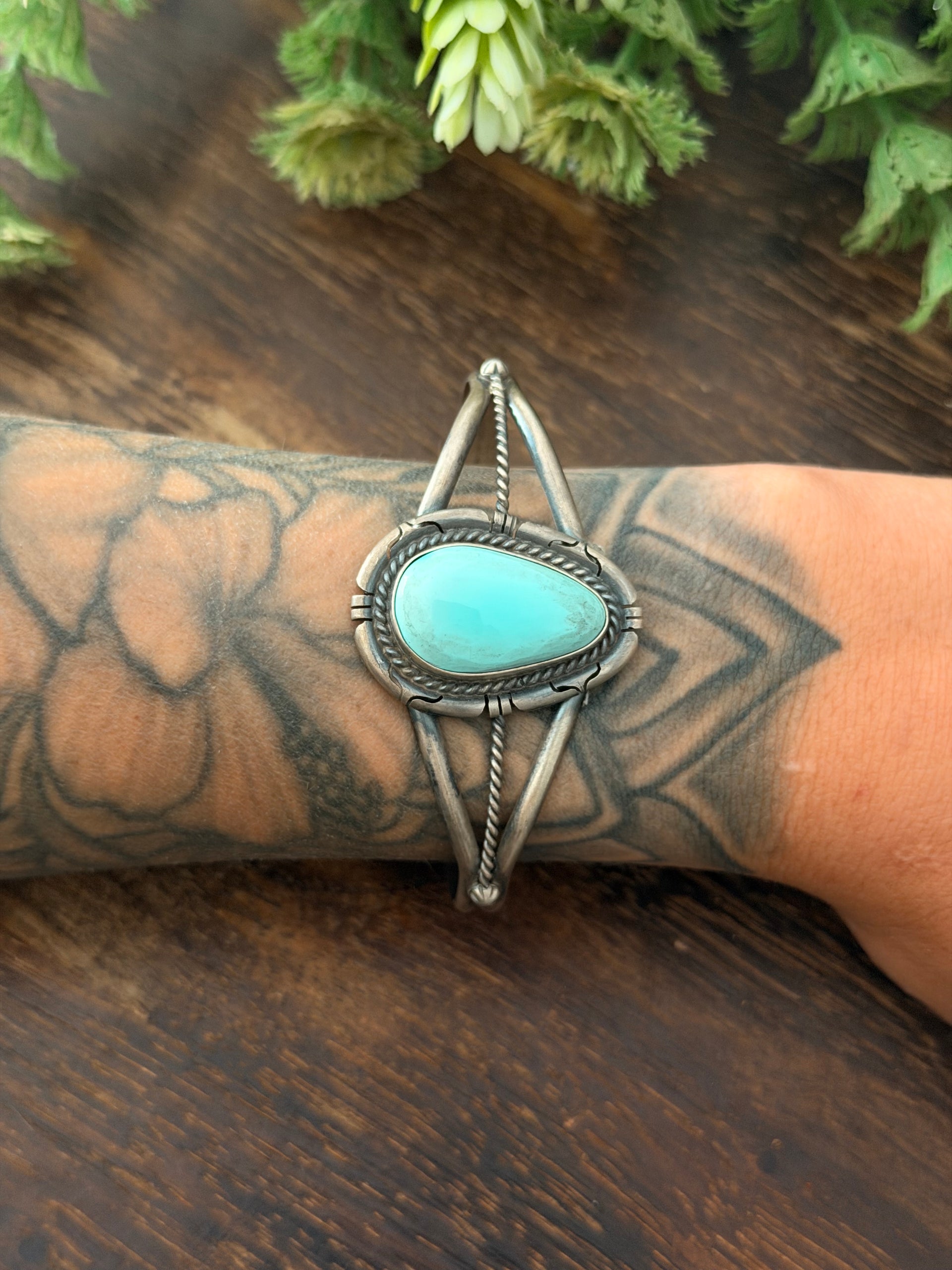 Dave Skeets Sonoran Mountain  Turquoise & Sterling Silver Cuff Bracelet