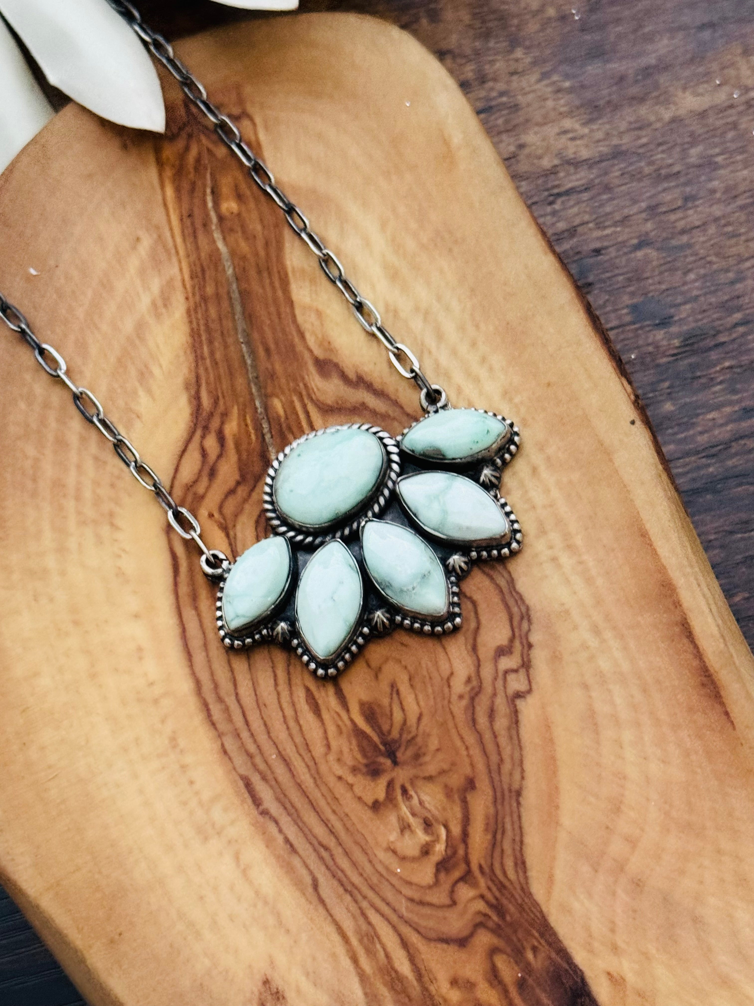 Southwest Handmade Paloma Variscite & Sterling Silver Necklace