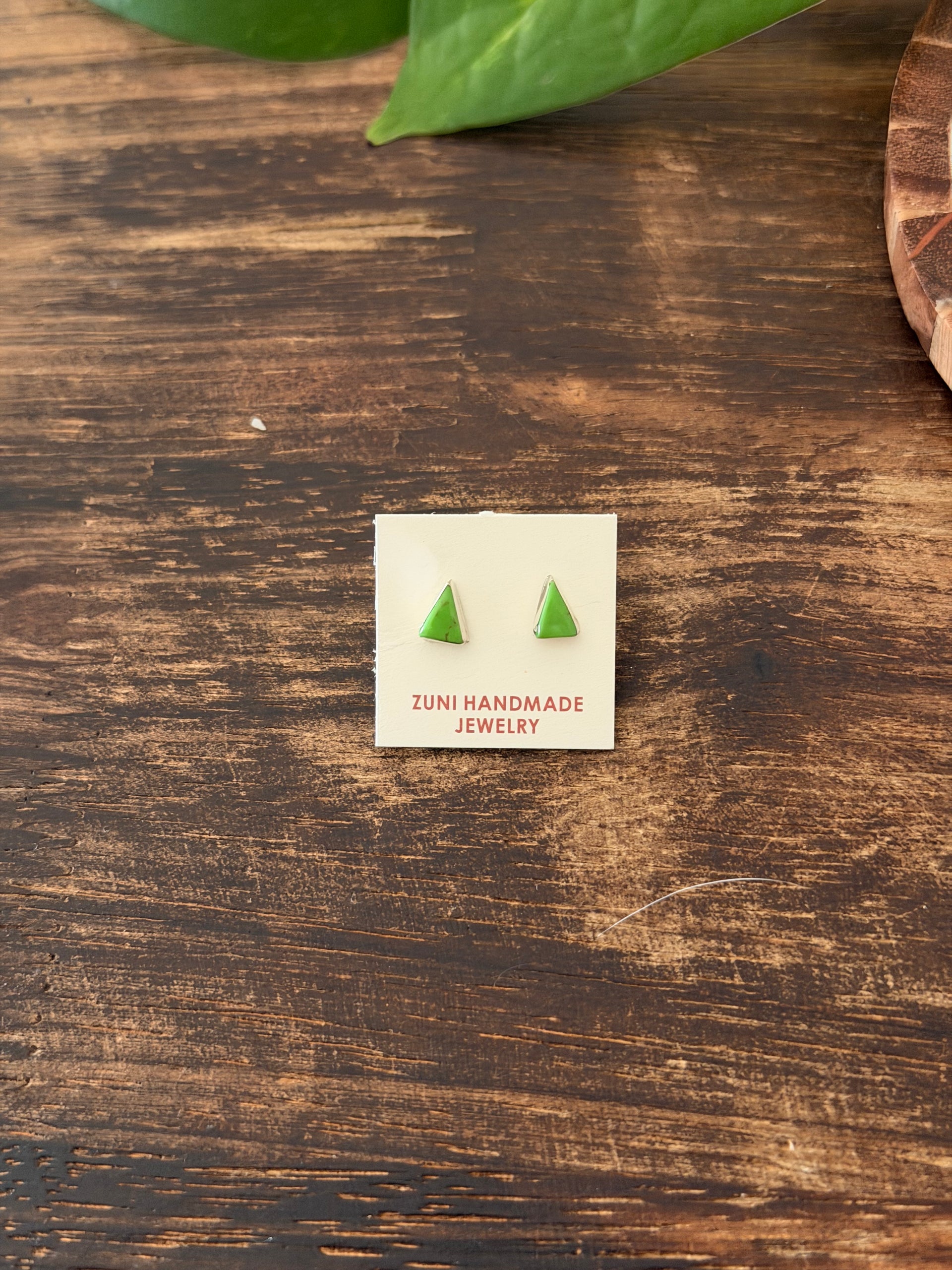 Zuni Made Sterling Silver Post Triangle Earrings