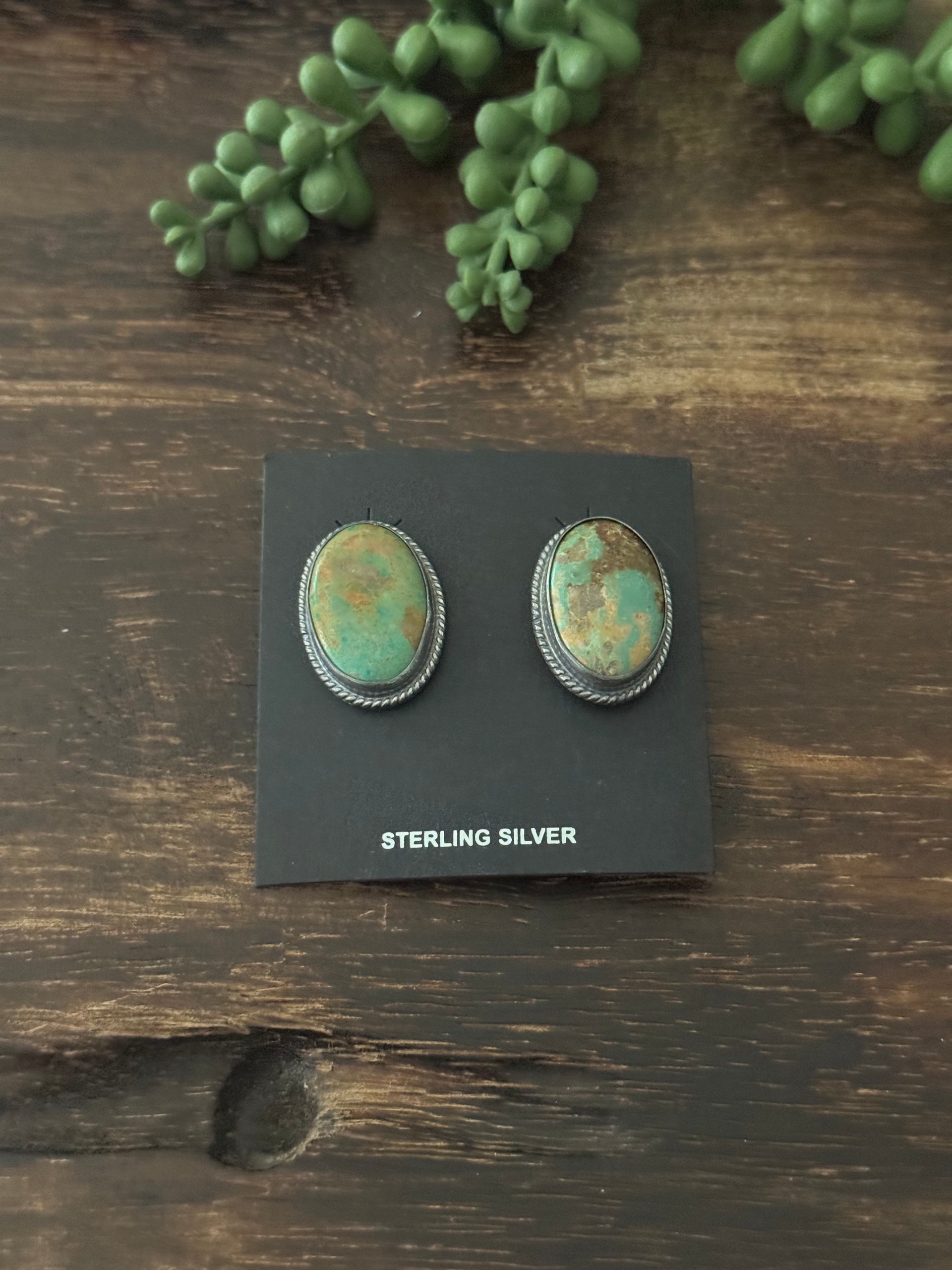 Larry Kaye Kingman Turquoise & Sterling Silver Post Earrings