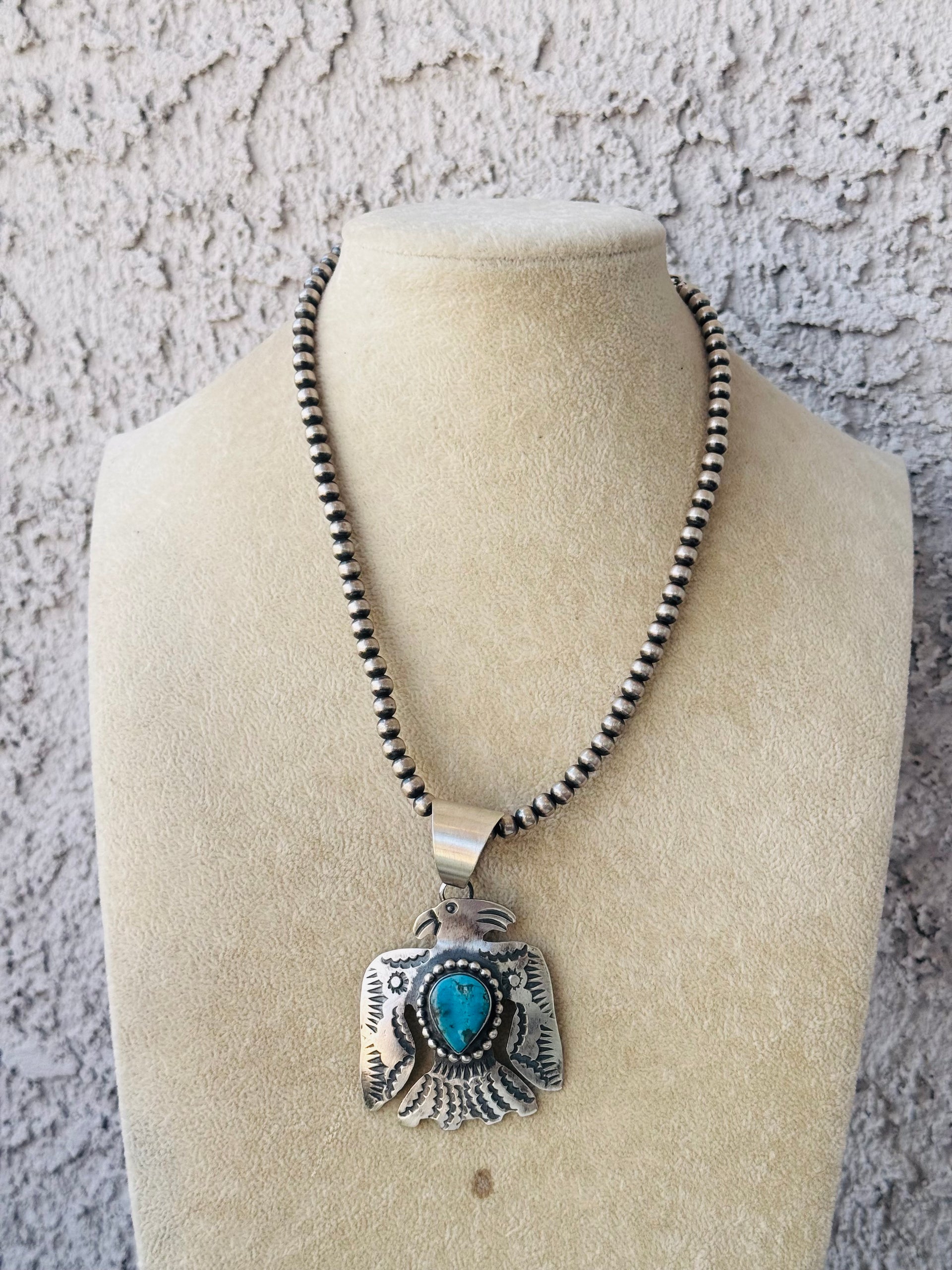 Chimney Butte Turquoise & Sterling Silver Thunderbird Pendant
