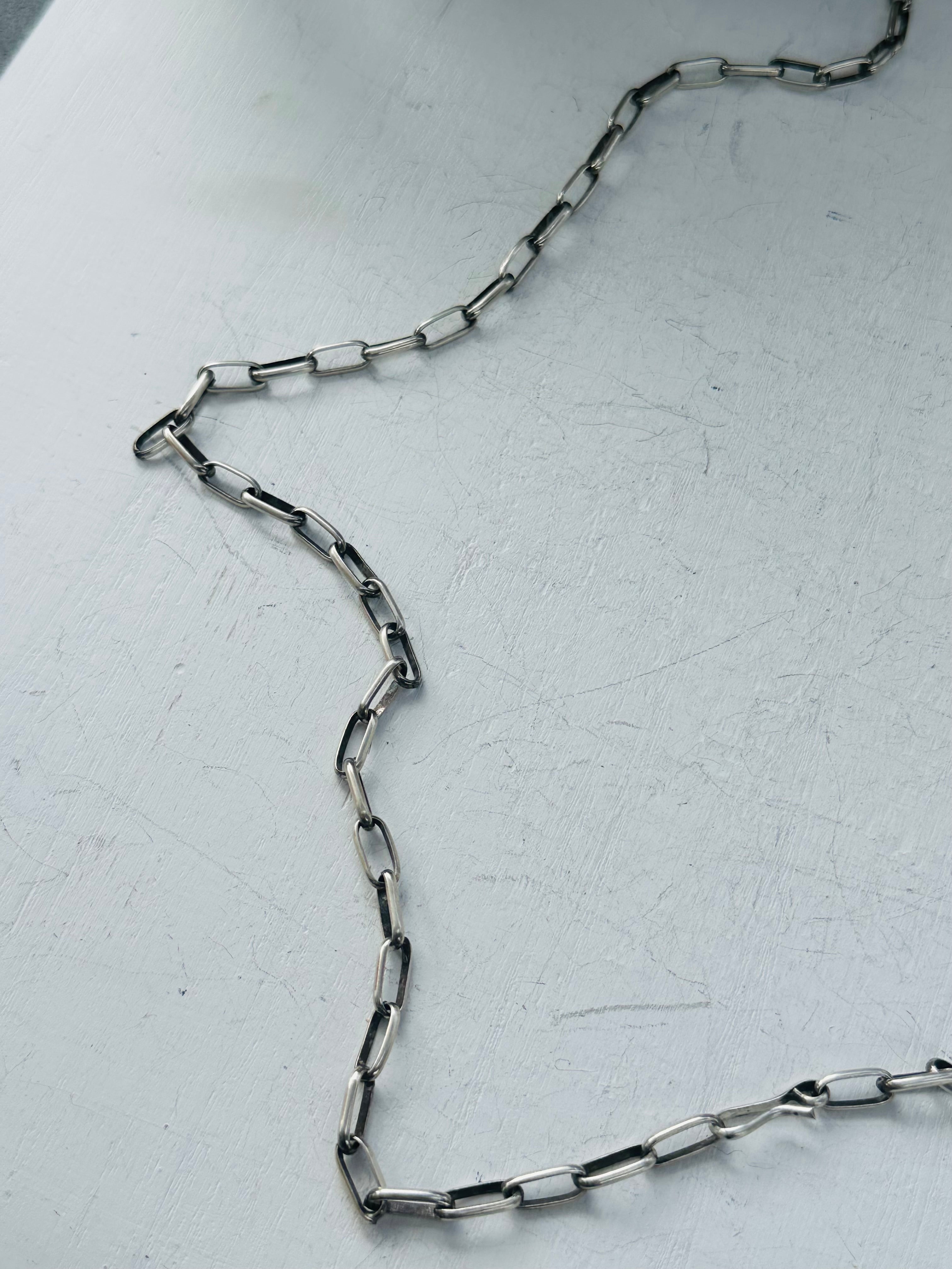 Navajo Made Sterling Silver Paper Clip Chain Necklace