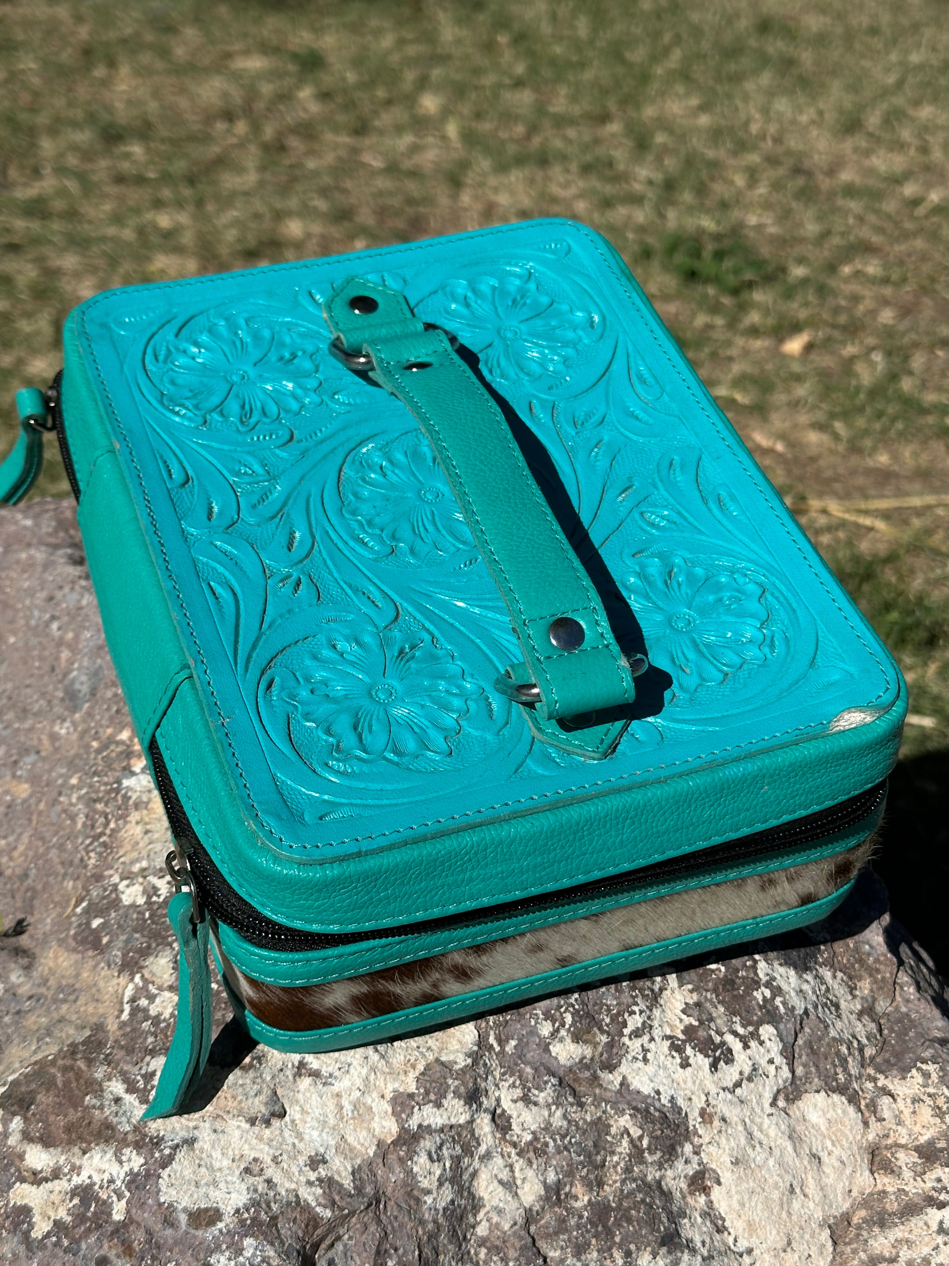 Genuine Tooled Leather & Cowhide Jewelry Box