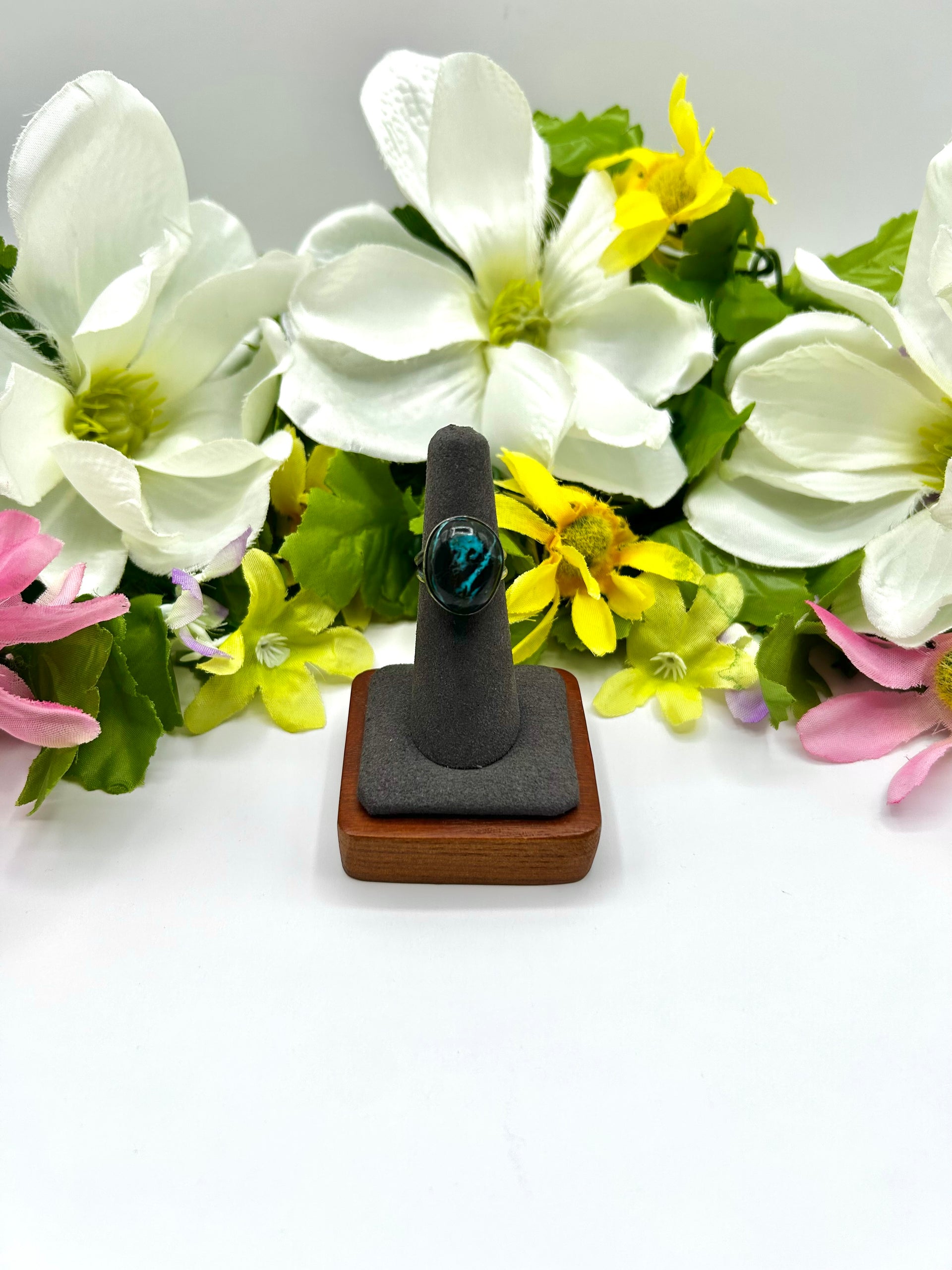 Navajo Made Blue Moon Turquoise & Sterling Silver Ring Size 6