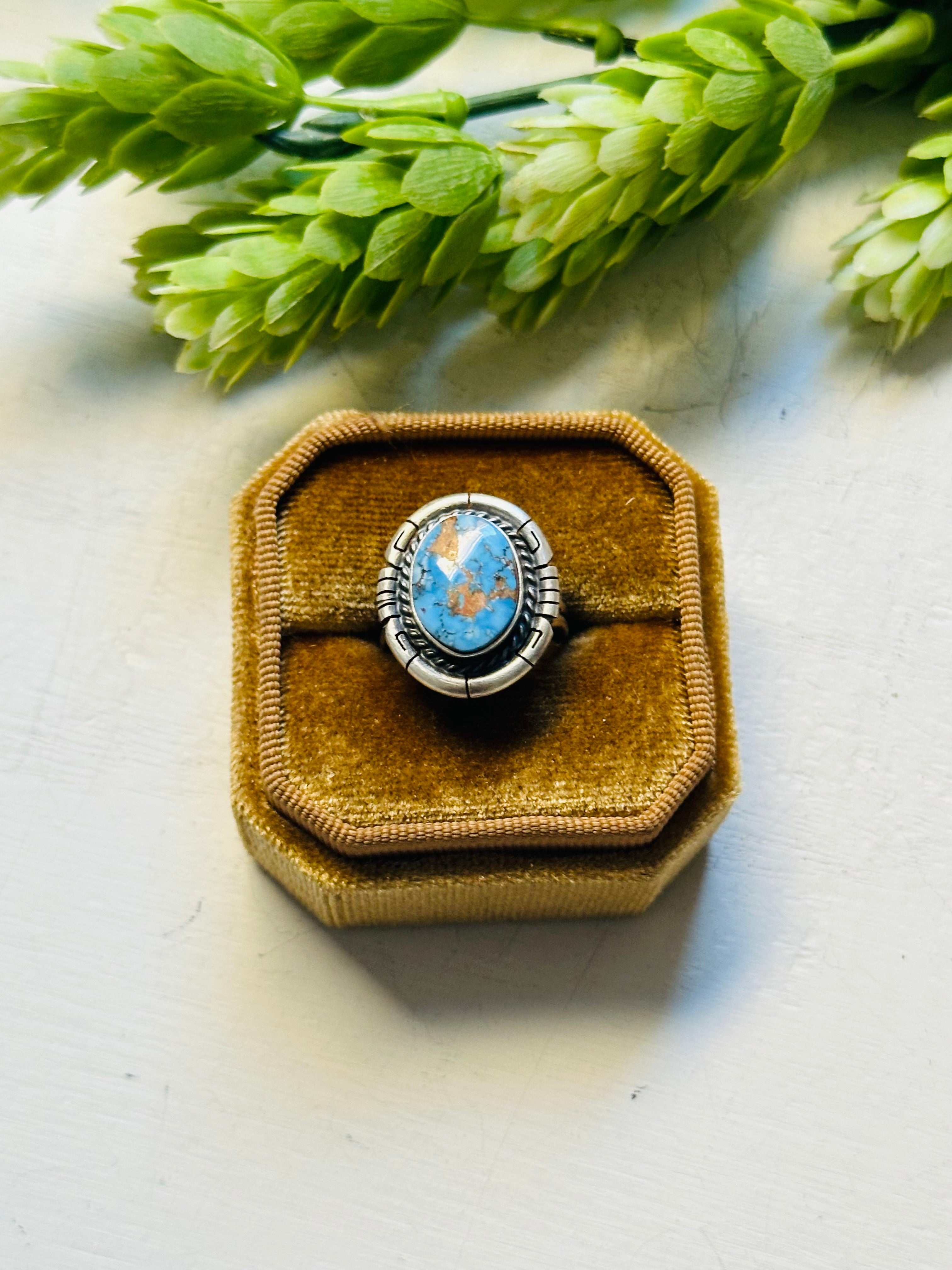 Navajo Made Golden Hills Turquoise & Sterling Silver Ring