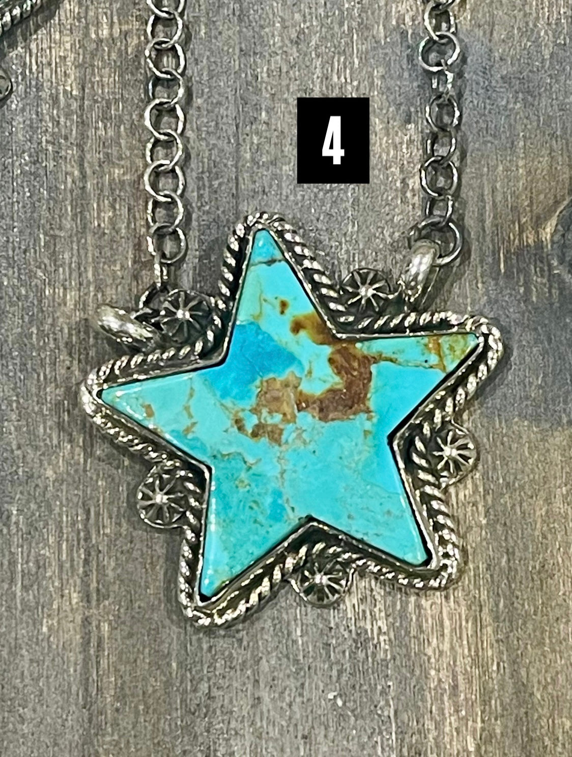 Southwest Handmade Kingman Turquoise & Sterling Silver Star Necklace