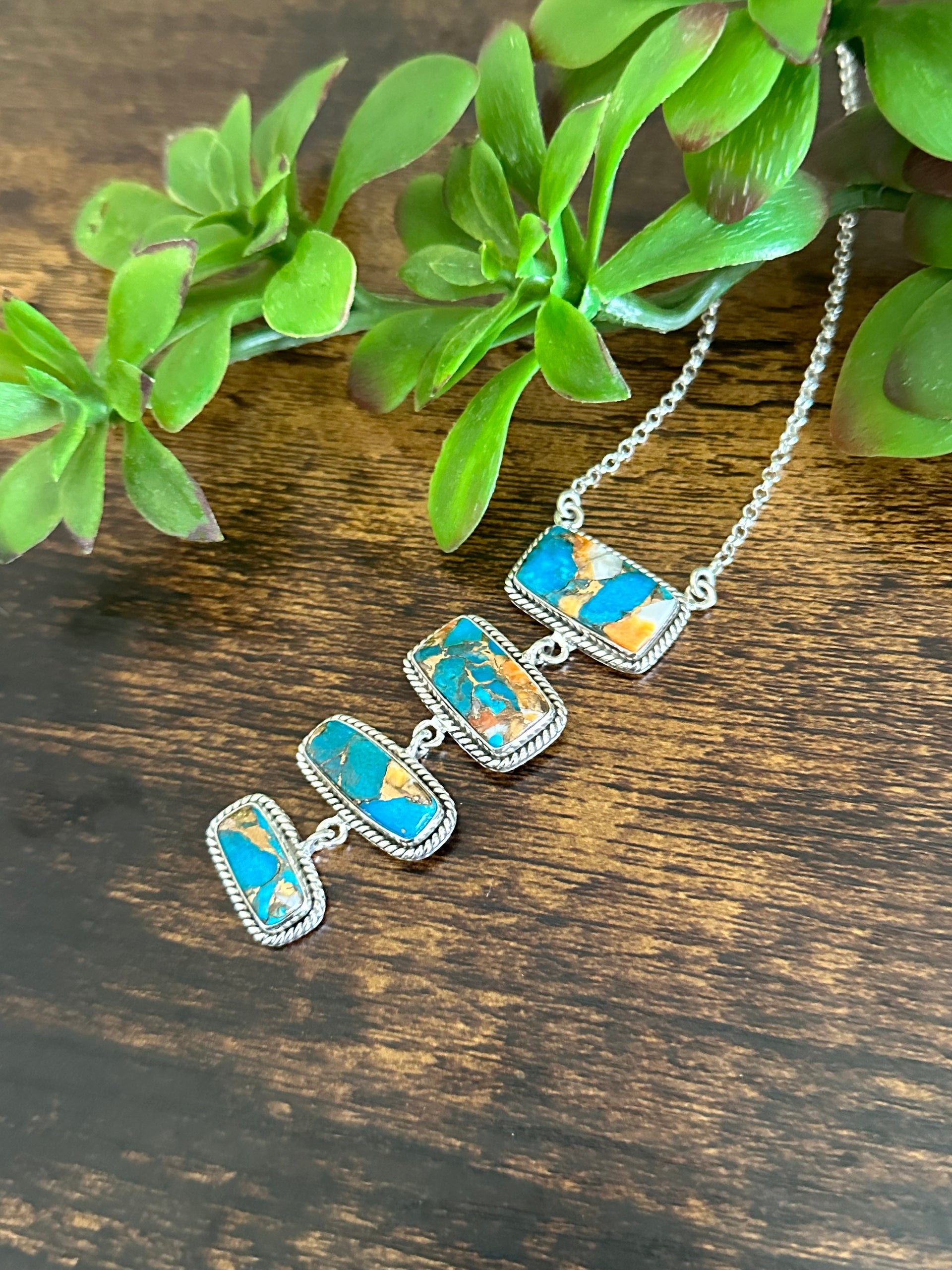 Southwest Made Mohave Turquoise & Sterling Silver Necklace