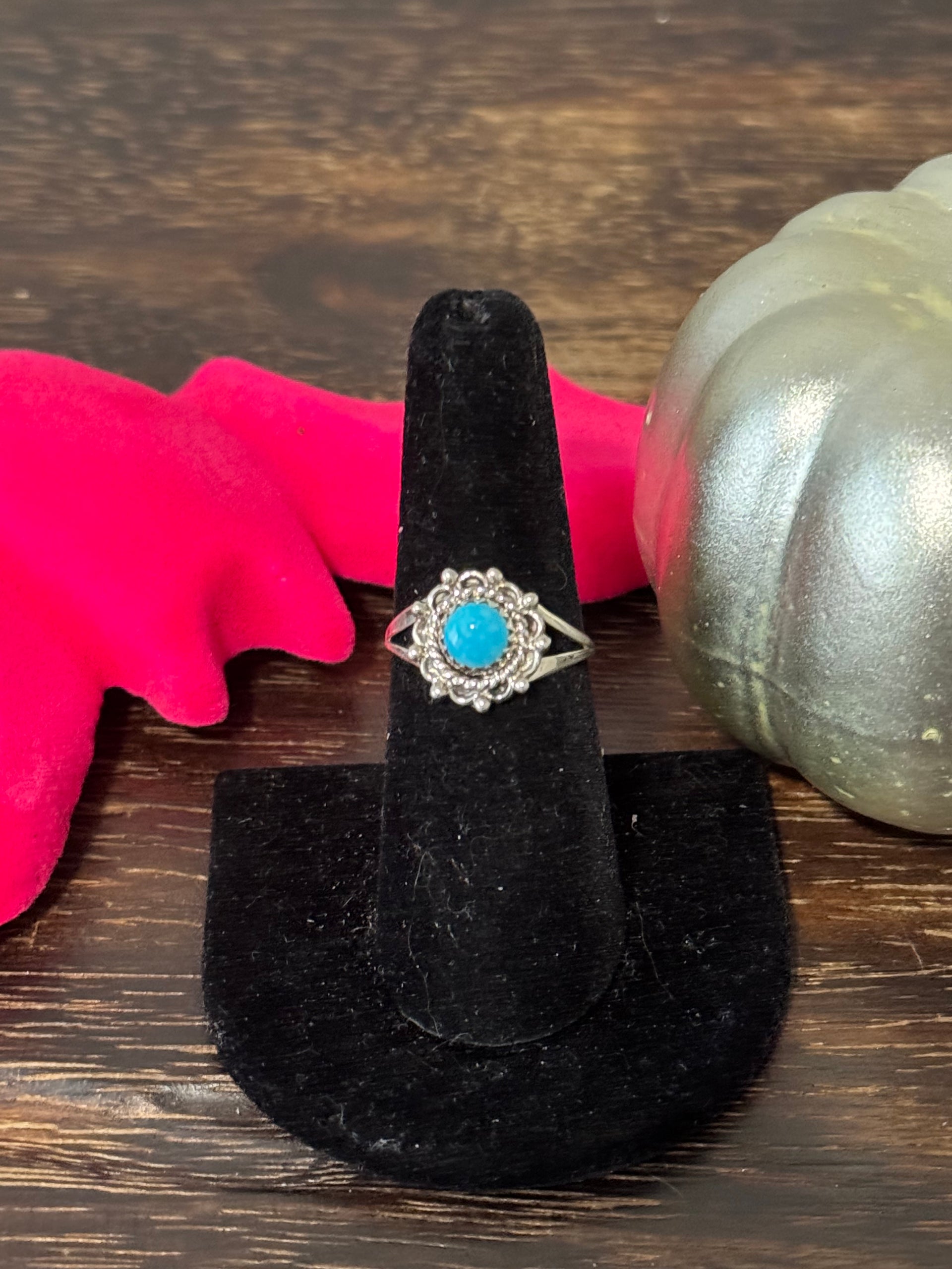 Navajo Made Kingman Turquoise & Sterling Silver Ring