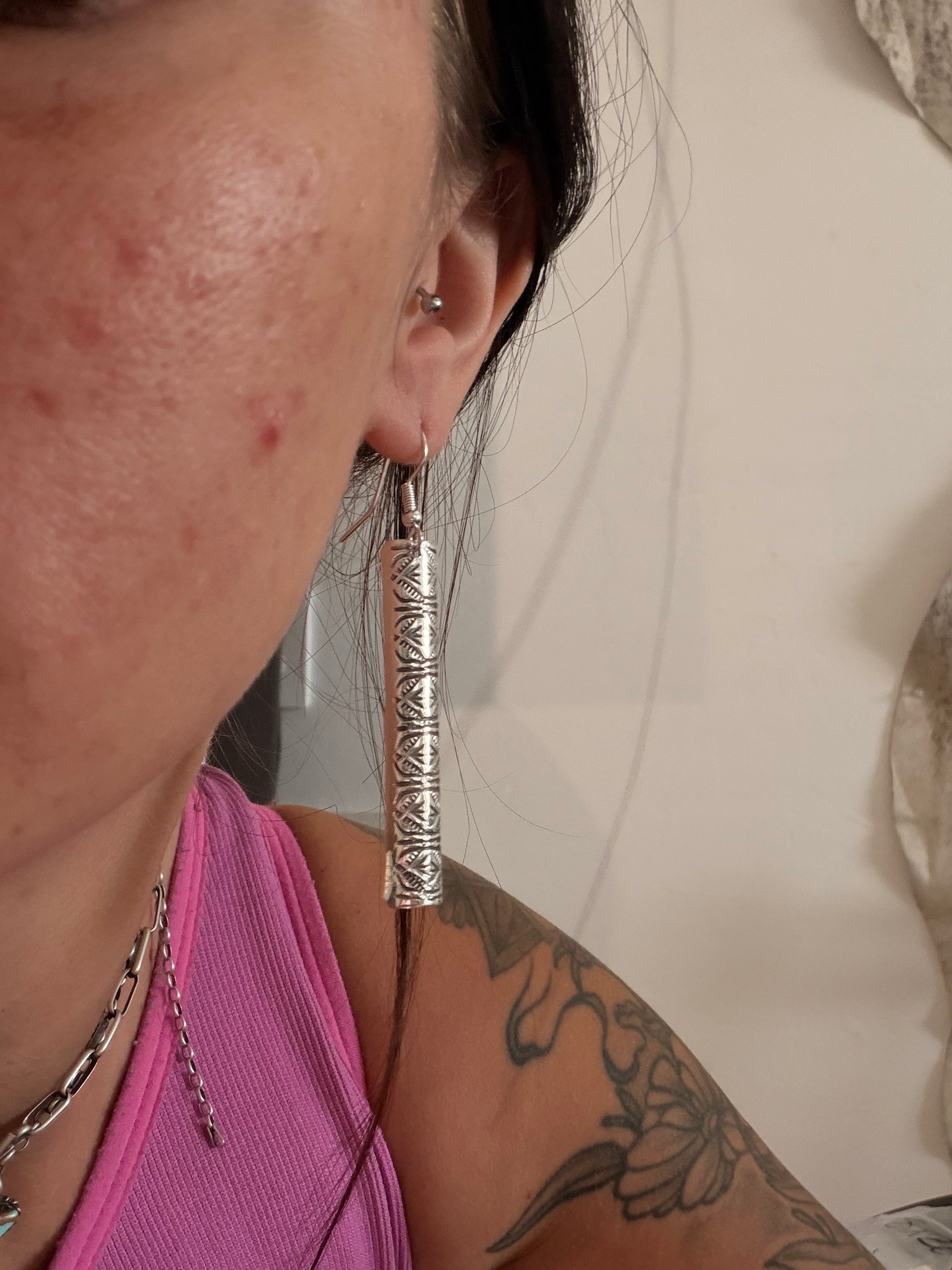 Navajo Made Sterling Silver Dangle Earrings