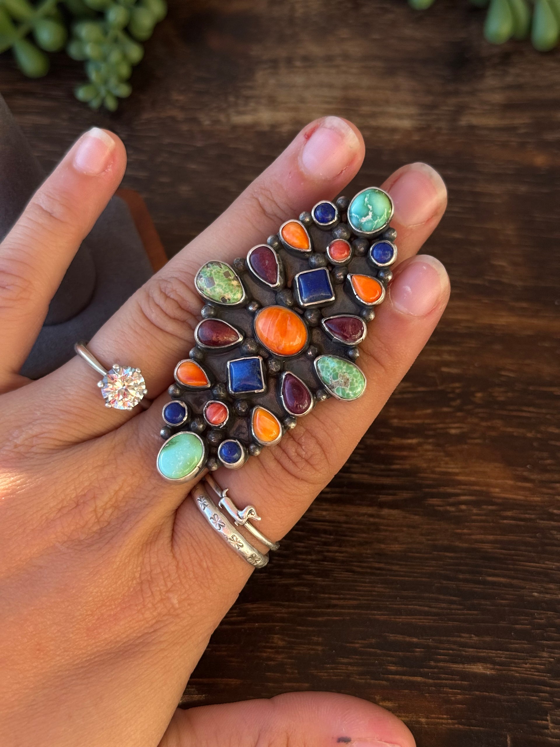 Sheila Becenti Multi Stone & Sterling Silver Adjustable Ring