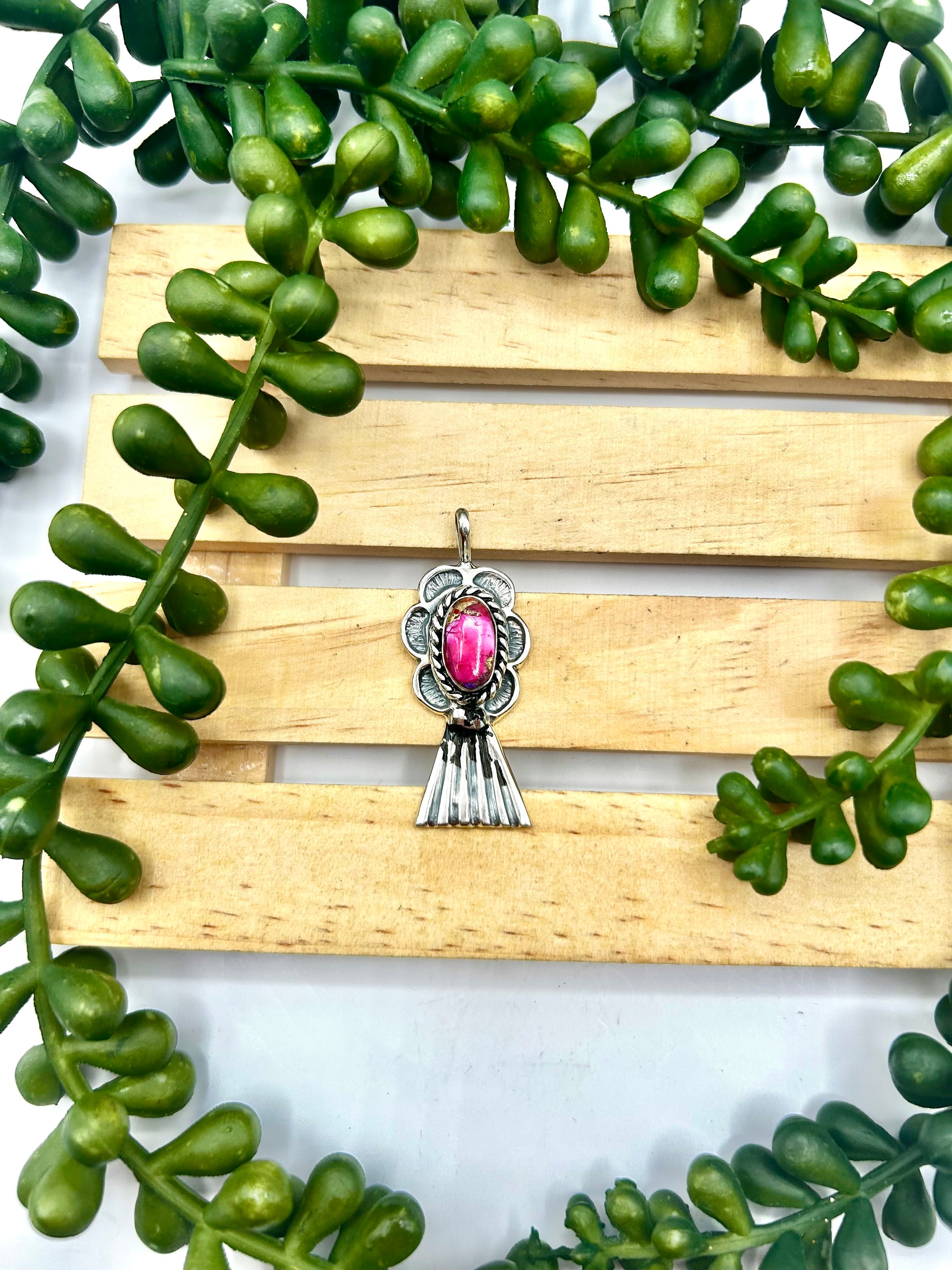 Joe Martinez Rose Dahlia & Sterling Silver Pendant