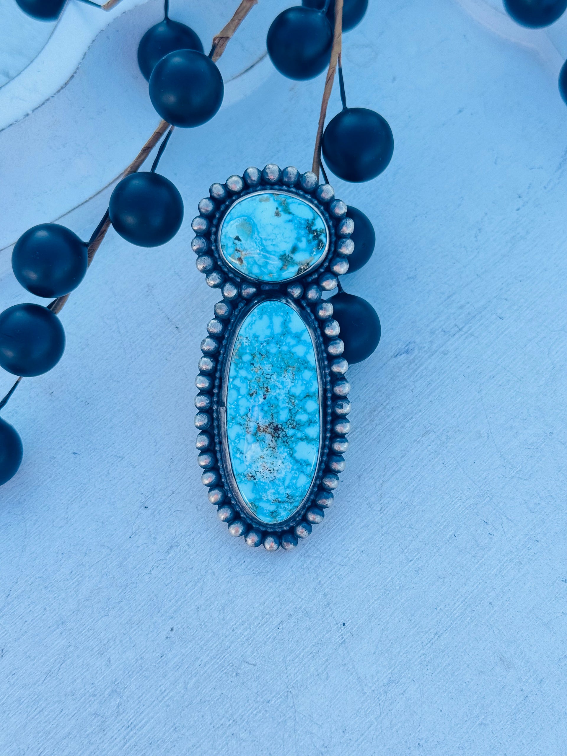 Sheila Becenti High Grade Kingman Turquoise & Sterling Sliver Ring Size 9