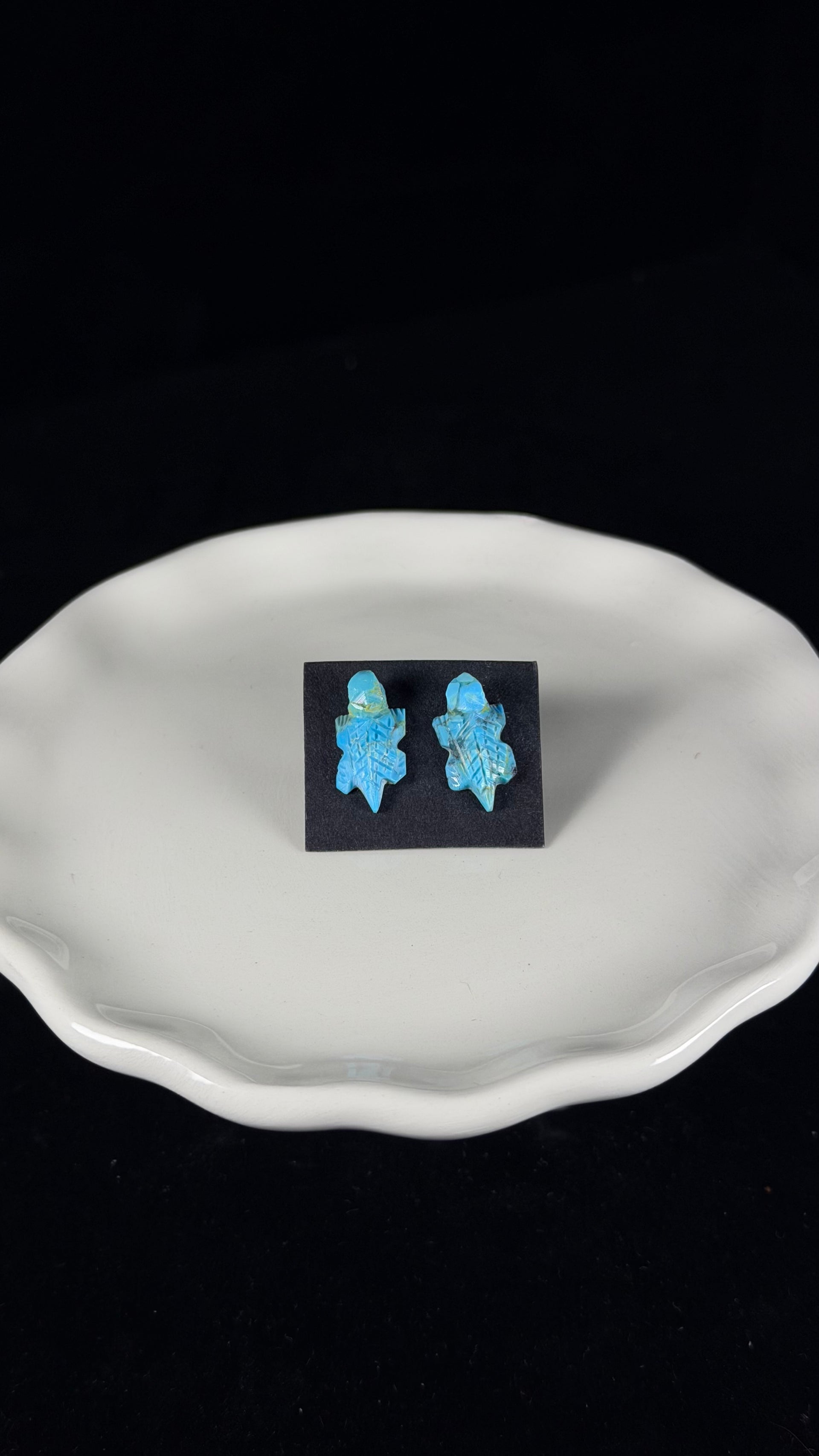 Ashley Laate Kingman Turquoise & Sterling Silver Fetish HornyToad Earrings