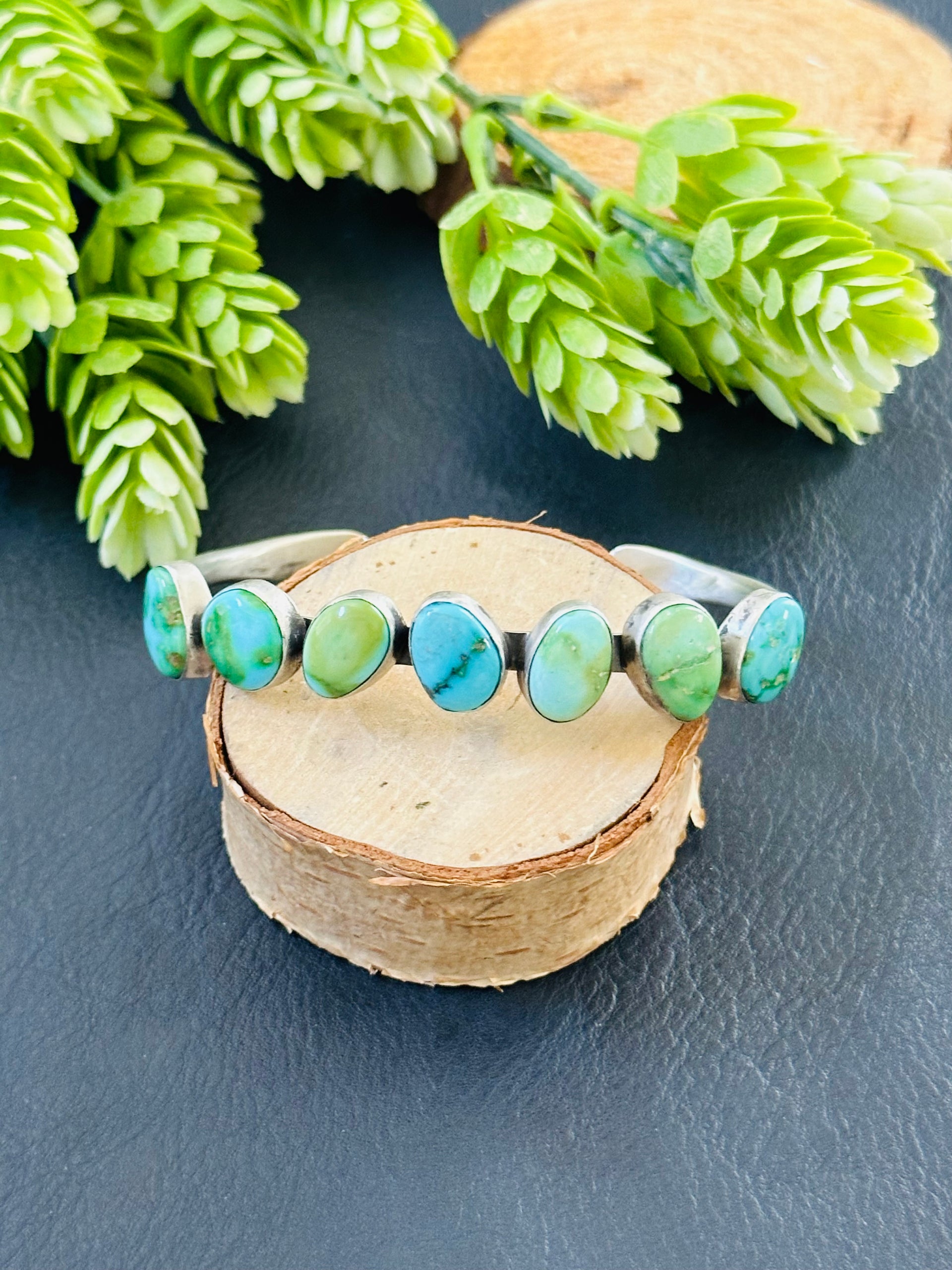 Navajo Made Sonoran Mountain & Sterling Silver Cuff Bracelet