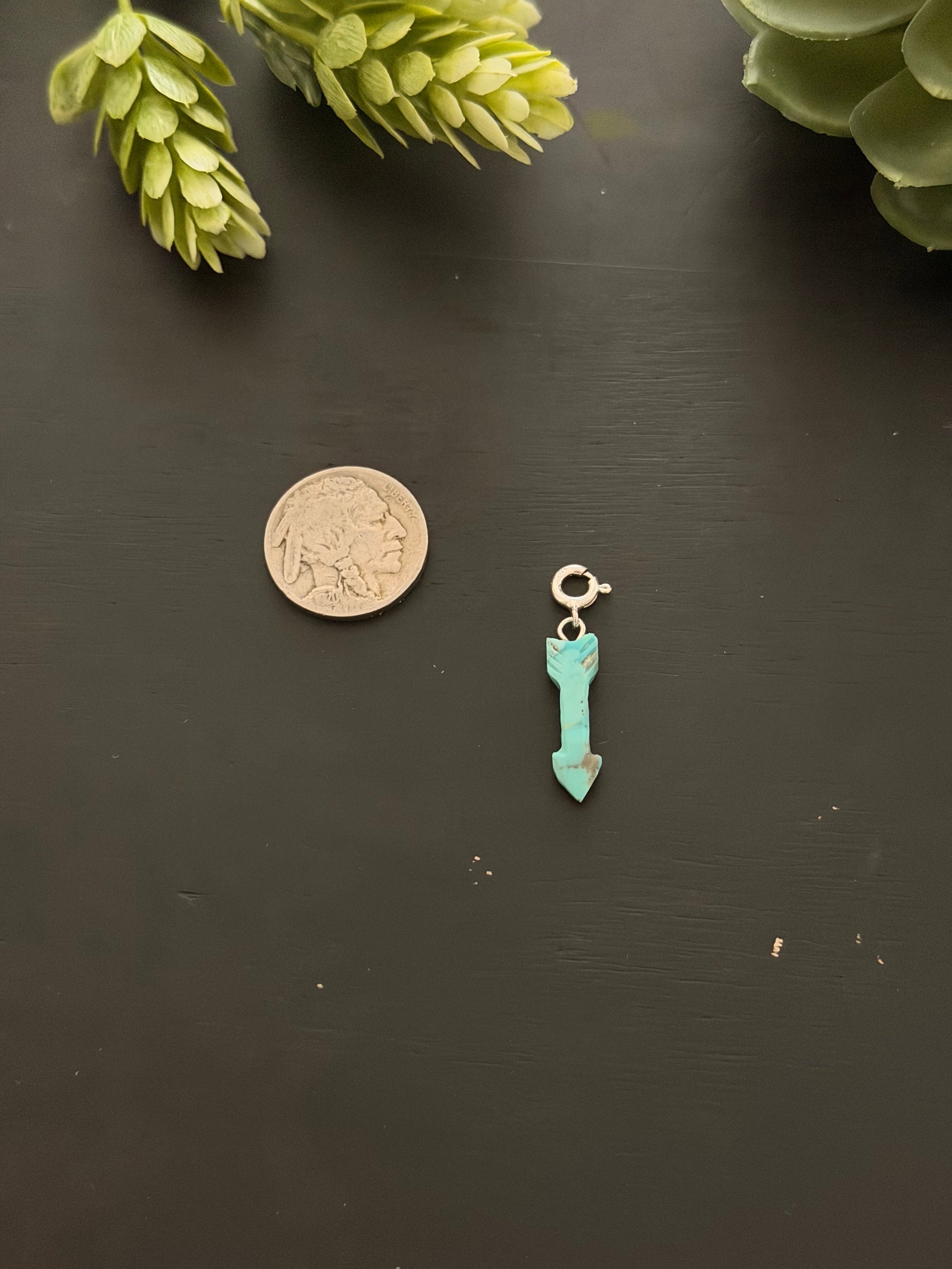 Navajo Made Mohave Turquoise & Sterling Silver Arrow Charms